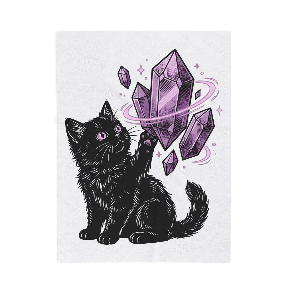Dark Cat Blanket Cat Occult Gift Women Spiritual Blanket Black Cat Blanket Feline Fan Mystical Graphic Blanket Old School Minerals Blanket