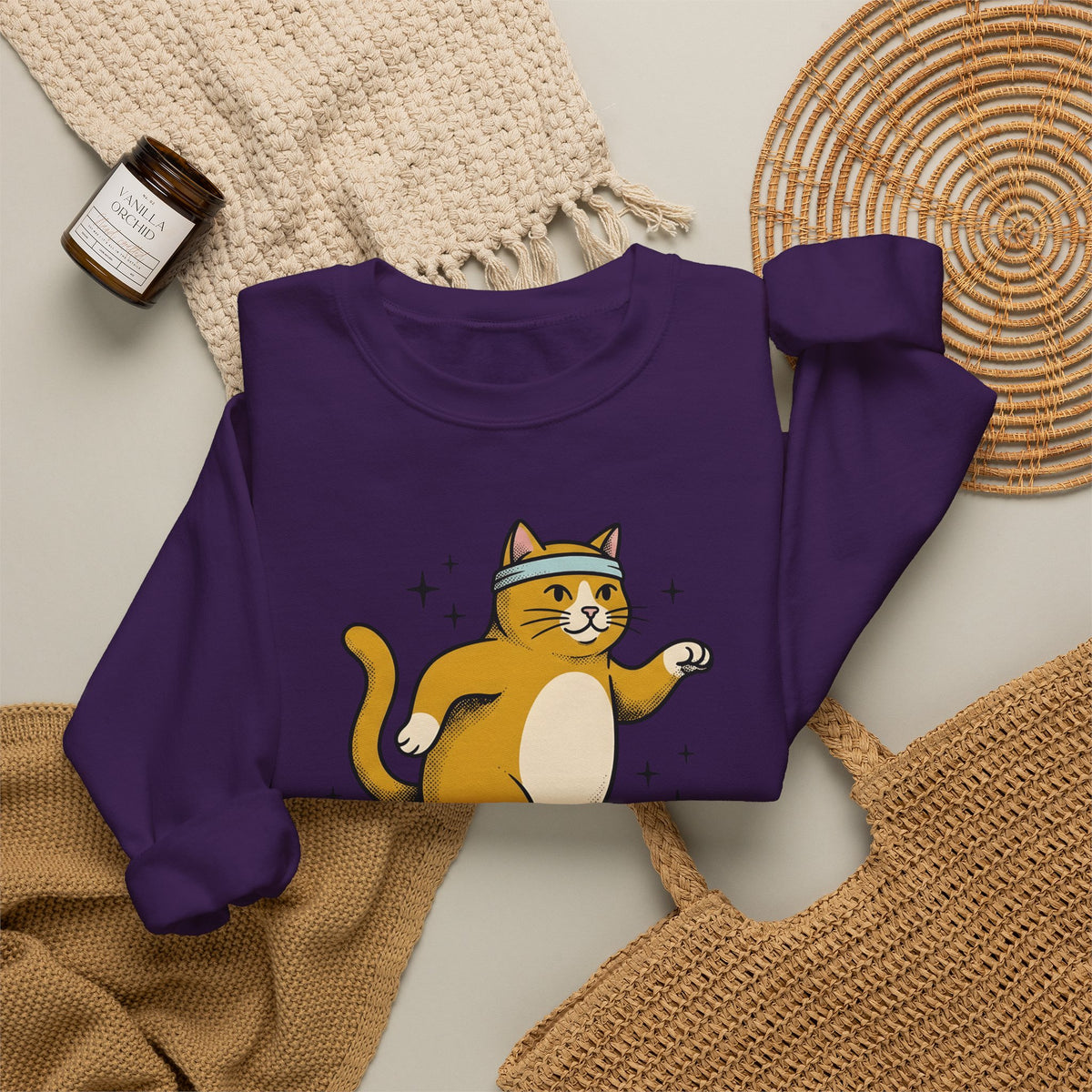 Skating Cat Sweatshirt Funny Feline Gift Women Comic Sweatshirt Cat Sweatshirt Humor Fan Cartoon Sweatshirt Kitty Graphic Vintage Sparkles Sweatshirt
