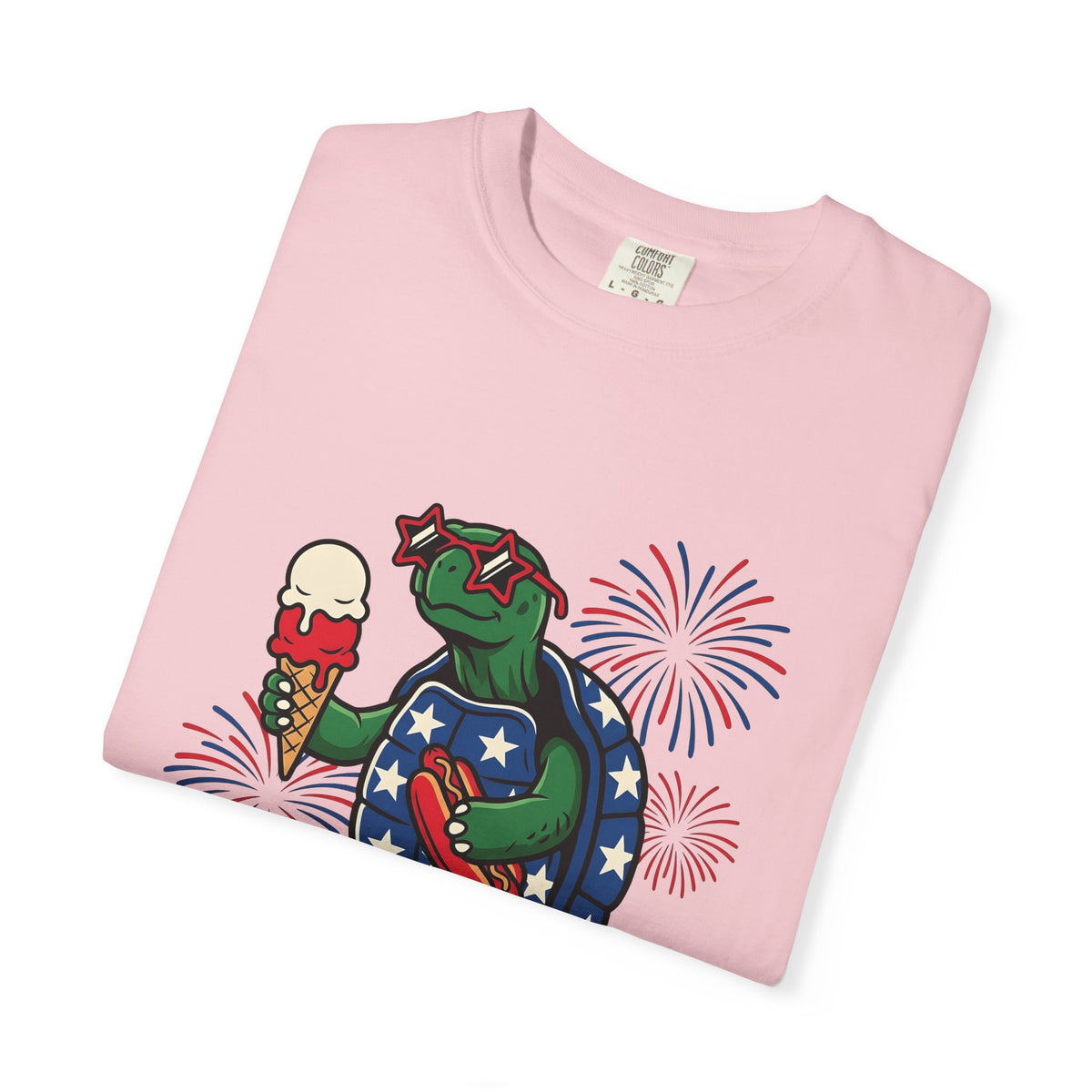 Usa Turtle T-Shirt 4th Of July Vacation Gift Women Fun T-Shirt Terrapin T-Shirt Independence Day Fan Retro T-Shirt Holiday Graphic Old School