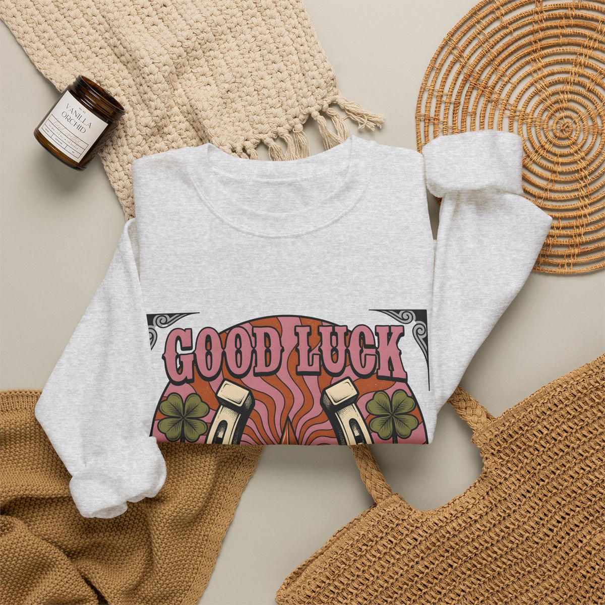 Star Horseshoe Sweatshirt Cowgirl Ranch Gift Women Old School Sweatshirt Horseshoe Sweatshirt Cowboy Fan Rodeo Sweatshirt Farm Design Hand Drawn Four Leaf
