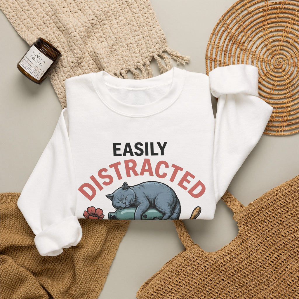 Cat Blender Sweatshirt Cat Dessert Gift Women Retro Sweatshirt Blender Sweatshirt Cat Fan Vintage Sweatshirt Pastry Graphic Sketch Blossoms Sweatshirt