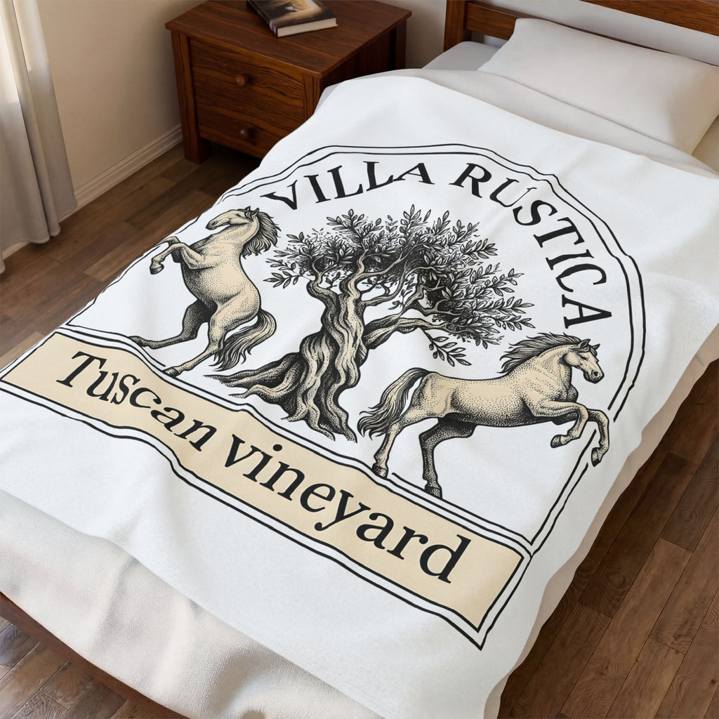 Horse Tree Blanket Vineyard Equestrian Gift Women Vintage Blanket Equine Blanket Winery Enthusiast Retro Blanket Horseback Graphic Hand Drawn Olive