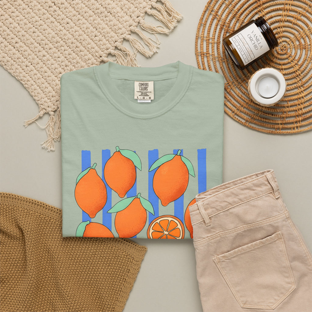 Lemon Fruit T-Shirt Drinks Vacation Gift Women Cartoon T-Shirt Citrus T-Shirt Beverage Fan Cocktail Graphic Classic Orange Segment T-Shirt