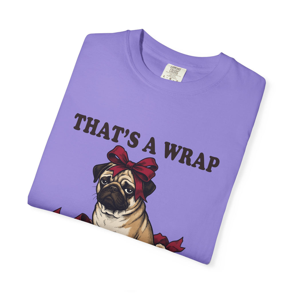 Pug Dog T-Shirt Christmas Pet Gift Women Vintage T-Shirt Puggle T-Shirt Xmas Fan Retro T-Shirt Animal Graphic Hand Drawn Gift Bow T-Shirt