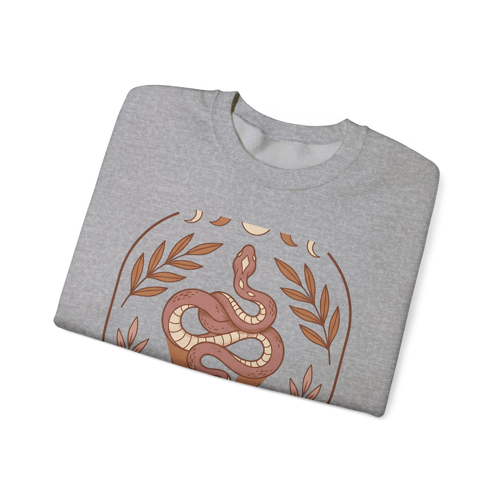 Snake Sun Sweatshirt Boho Chic Crystals Gift Women Tribal Sweatshirt Serpent Sweatshirt Bohemian Fan Primitive Sweatshirt Crystal Graphic Line Art Moon Phases