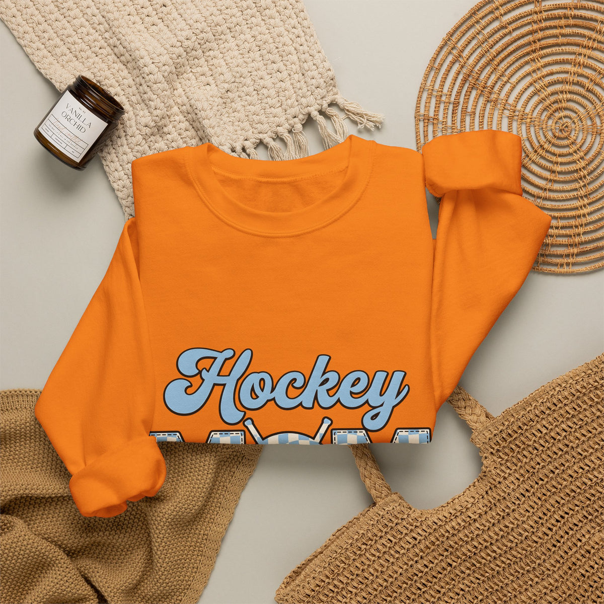 Hockey Puck Sweatshirt Hockey Mom Sports Gift Women Retro Sweatshirt Puck Sweatshirt Hockey Fan Vintage Sweatshirt Athletic Graphic Checkered Hockey Sticks