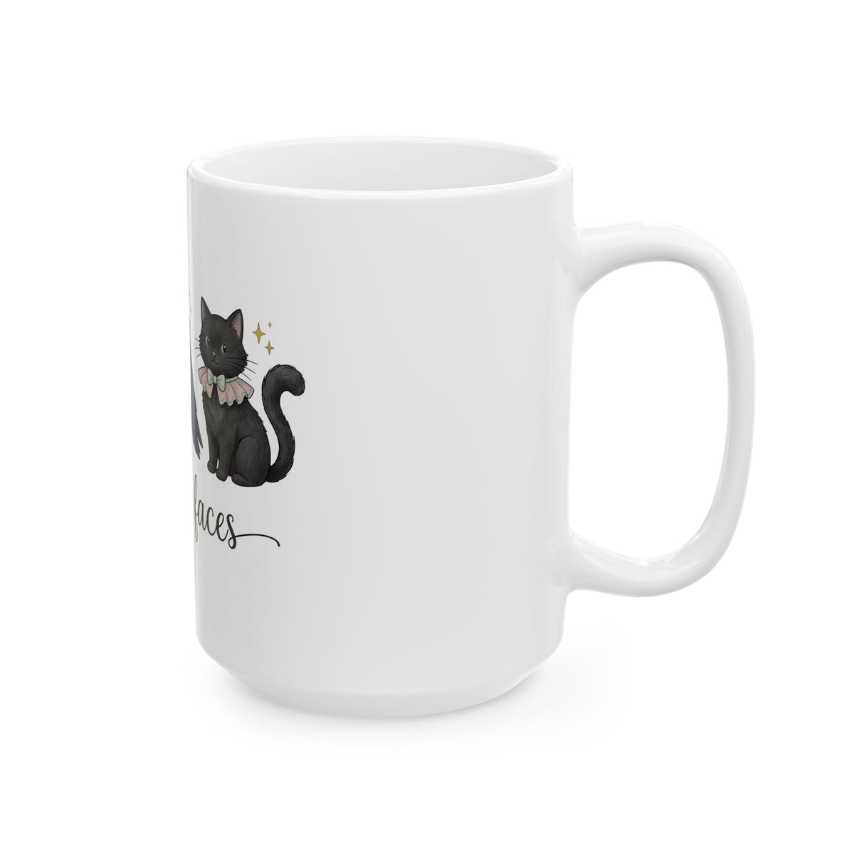 Bat Crow Cat Mug Halloween Witch Gift Women Cute Mug Animal Mug Spooky Fan Cartoon Mug Magical Graphic Hand
