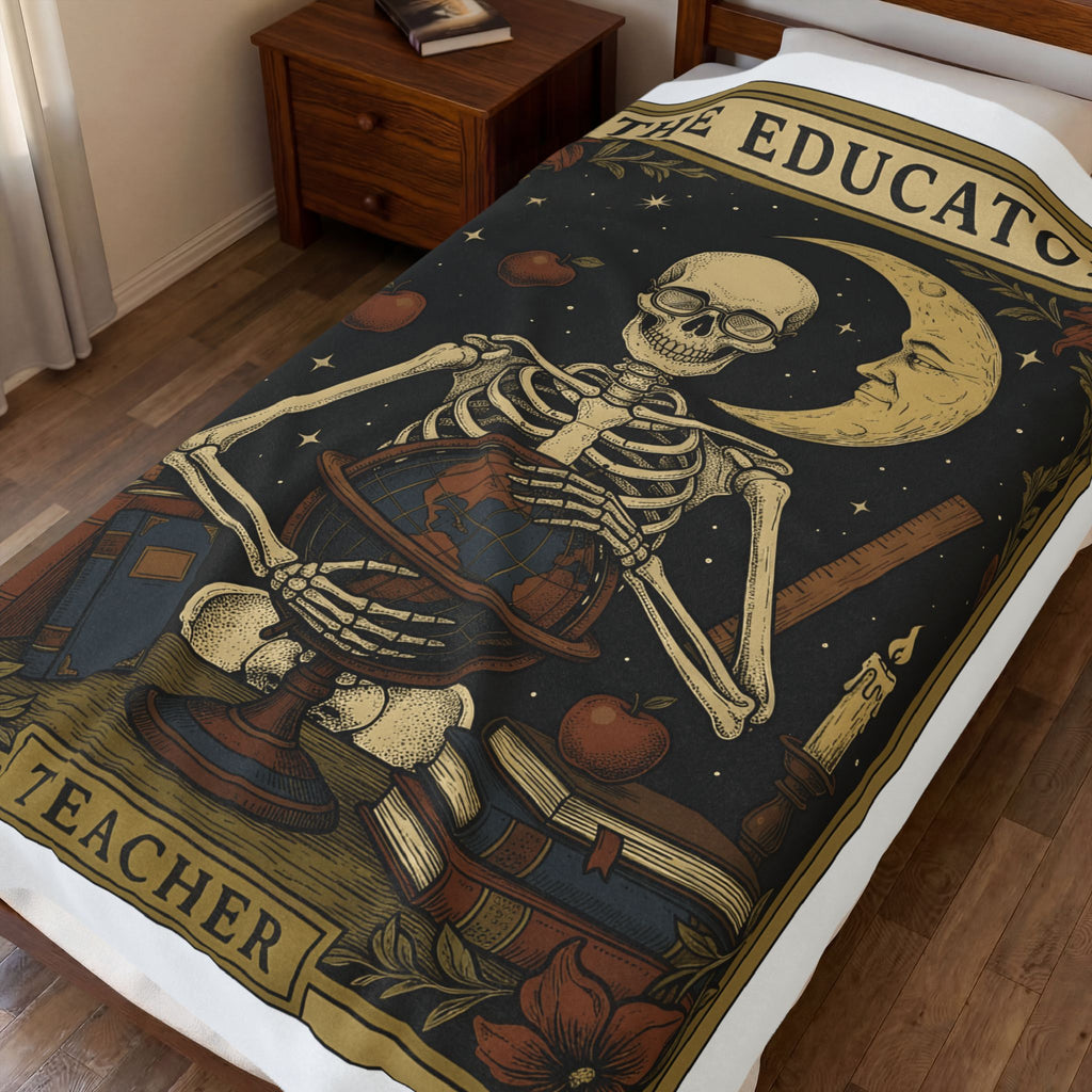 Skull Instructor Blanket Teacher Dark Gift Women Retro Blanket Skeleton Blanket Educator Enthusiast Vintage Blanket Gothic