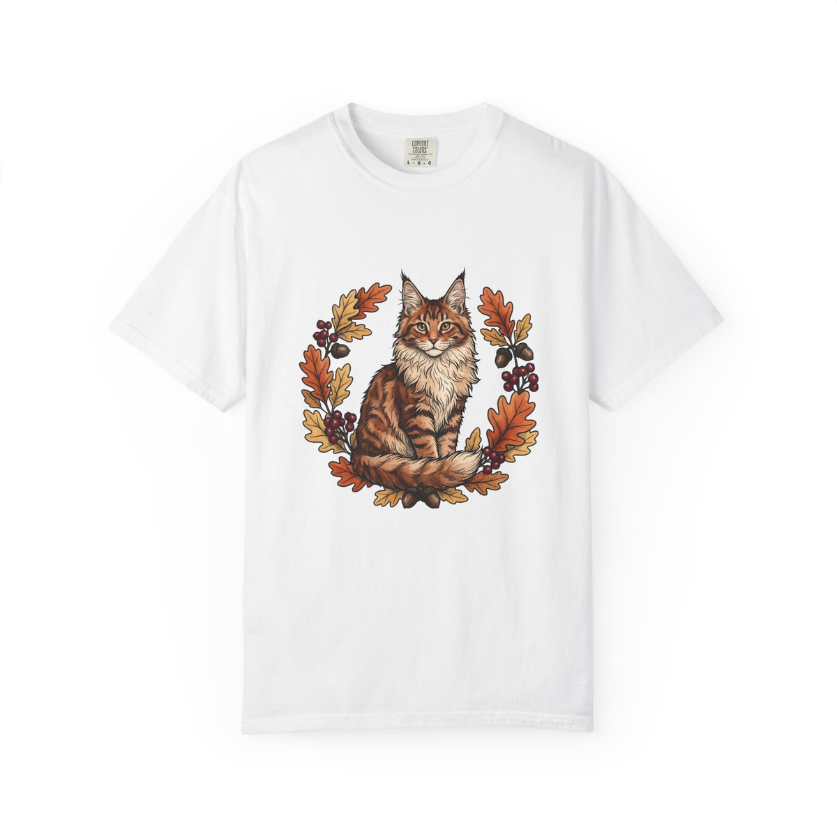 Maine Coon Pet T-Shirt Cat Pumpkin Gift Women Greenery T-Shirt Cat T-Shirt Cat Fan Foliage T-Shirt Gourd Graphic Old-Fashioned Orange Leaves T-Shirt