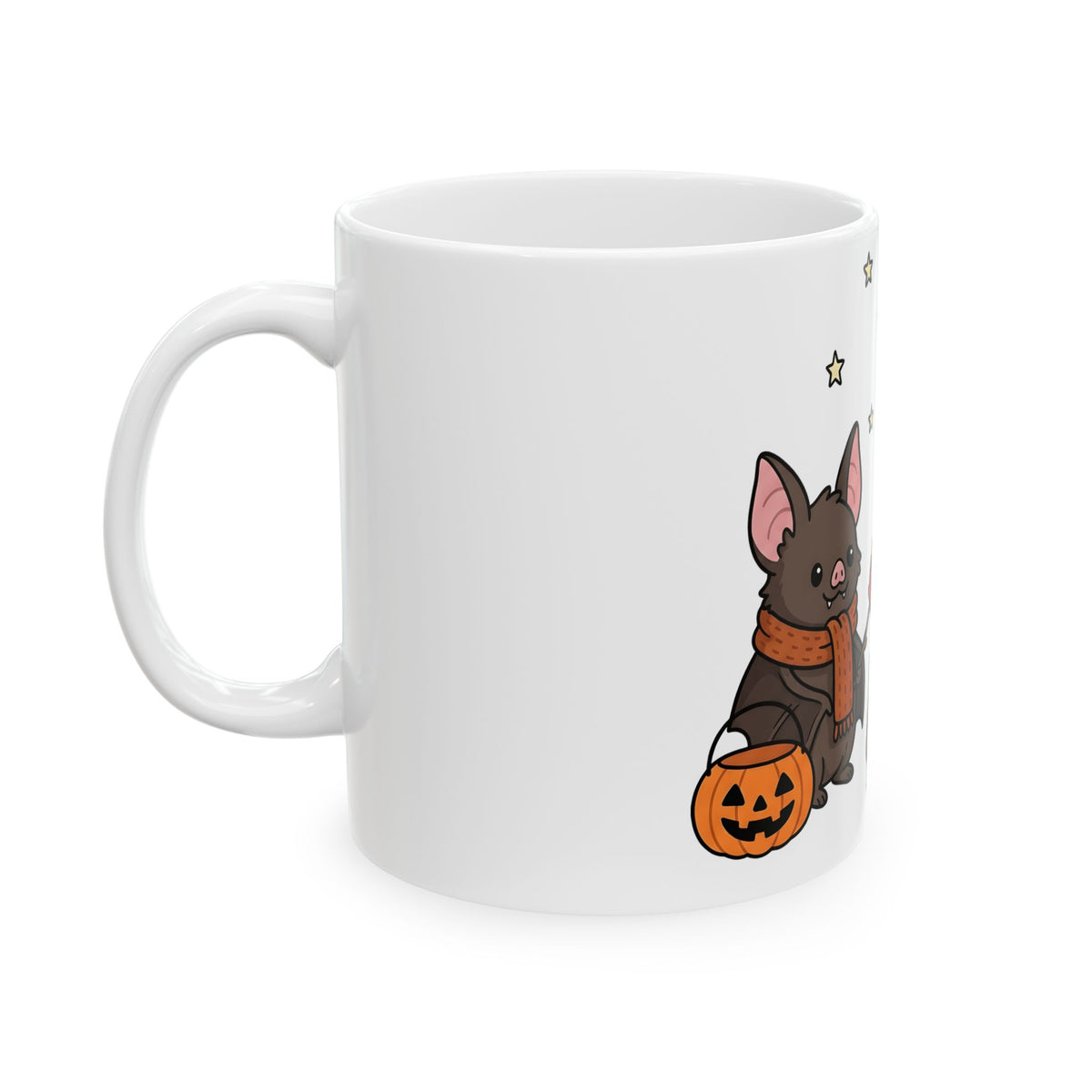 Bat Drawing Mug Halloween Creatures Gift Women Charming Mug Bat Mug Spooky Fan Cartoon Mug Monster Graphic Animated Gourd Mug