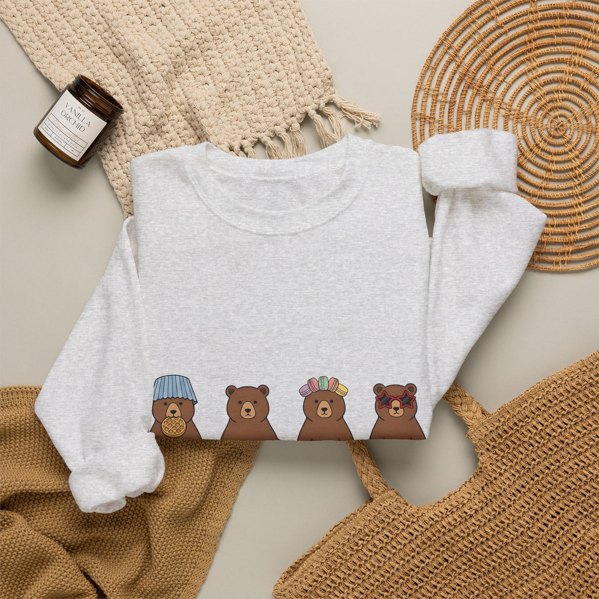 Bear Pastry Desserts Fauna Gift Whimsical Cake Sweets Fan Pastry Wildlife Fun Confection Sweatshirt