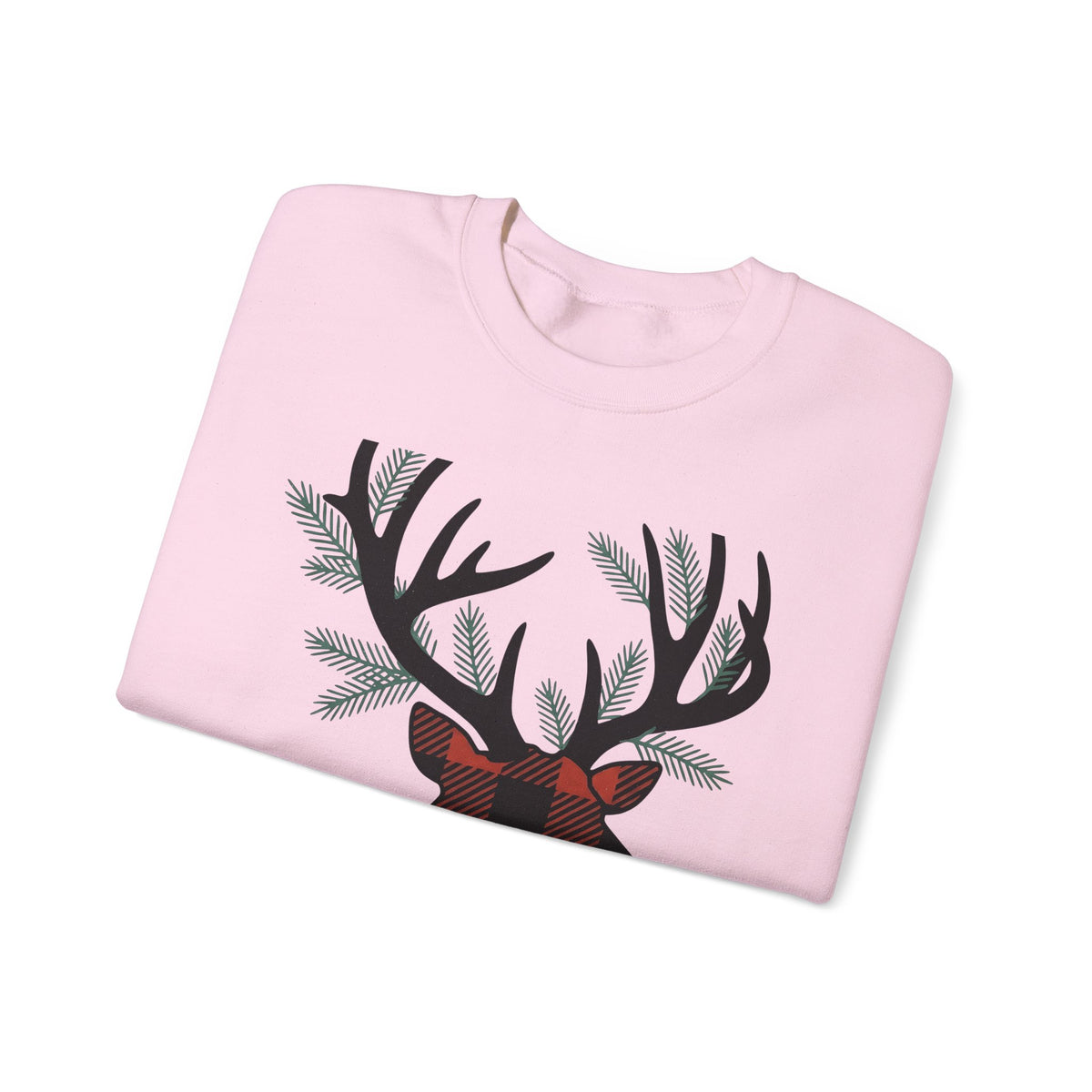 Tartan Elk Sweatshirt Christmas Nature Gift Women Country Sweatshirt Plaid Elk Sweatshirt Xmas Fan Rustic Sweatshirt Wilderness Graphic Antique Pine Twigs