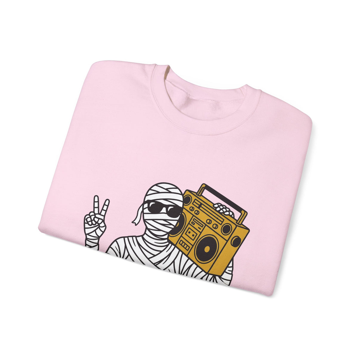 Mummy Boombox Halloween Audio Gift Sketch Wrapped Mummy Horror Fan Monster Drawing Old Sweatshirt