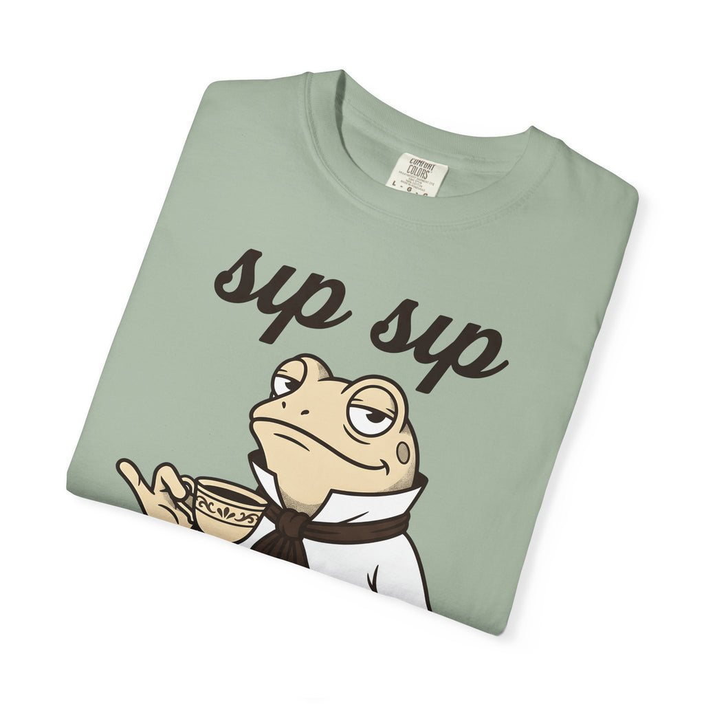 Frog Tea T-Shirt Funny Animal Gift Women Cartoon T-Shirt Tea T-Shirt Humor Fan Comic T-Shirt Creature Graphic Vintage Suit T-Shirt