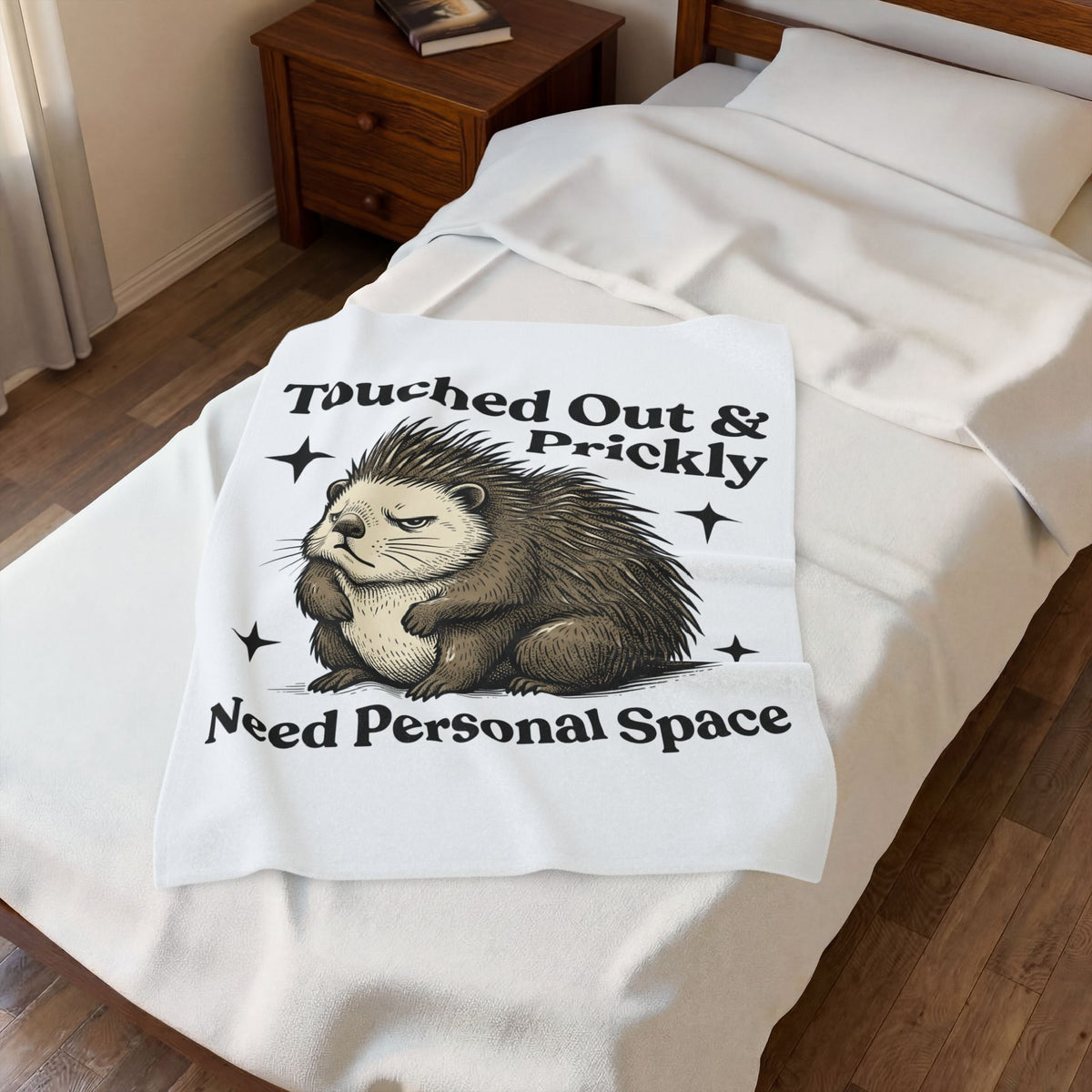 Grumpy Porcupine Blanket Moms Humor Gift Women Hand Drawn Blanket Quillpig Blanket Motherhood Fan Illustrated Graphic Blanket Vintage Stars Blanket