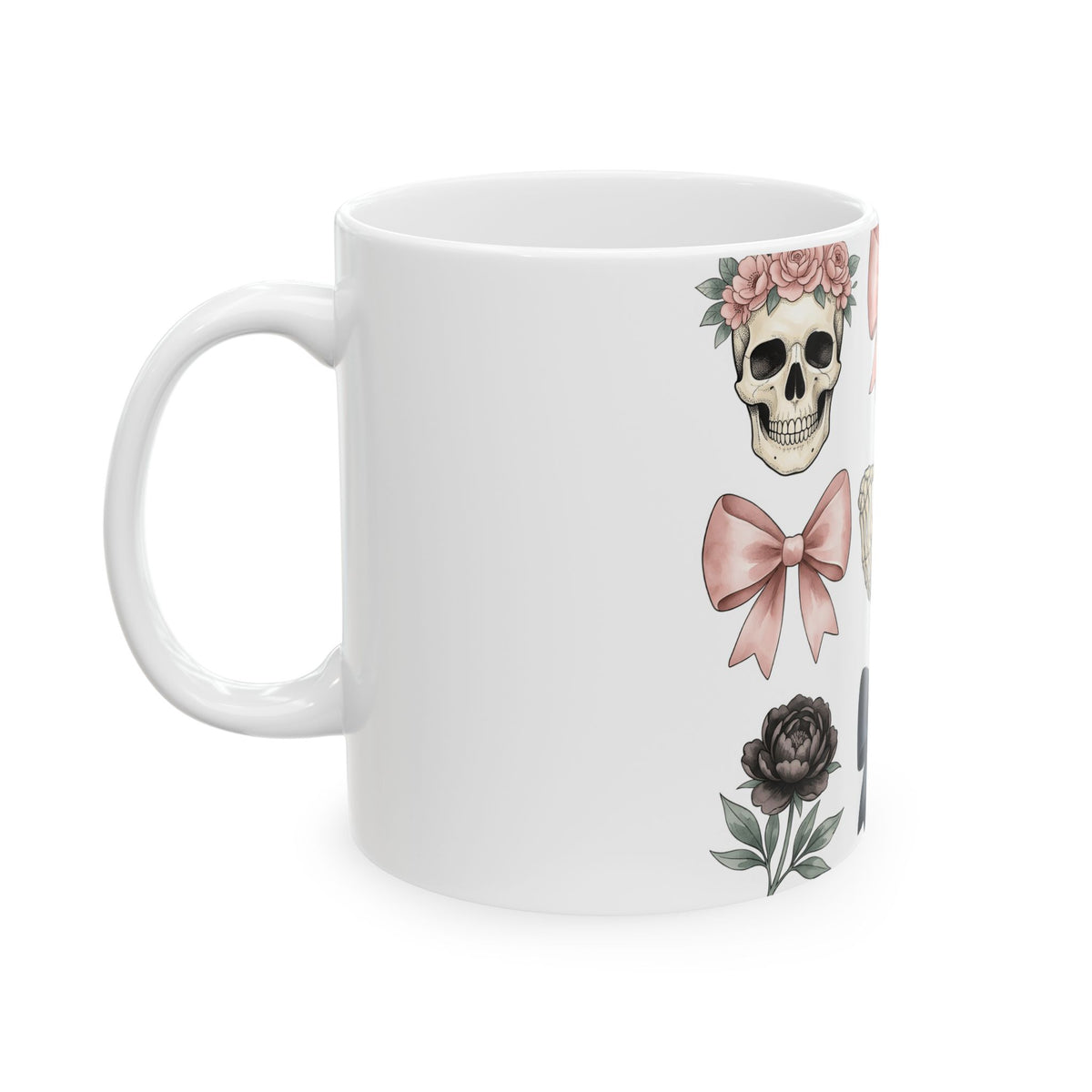 Skull Flower Halloween Dark Gift Watercolor Sugar Skull Horror Fan Gothic Dark Retro Bony Mug