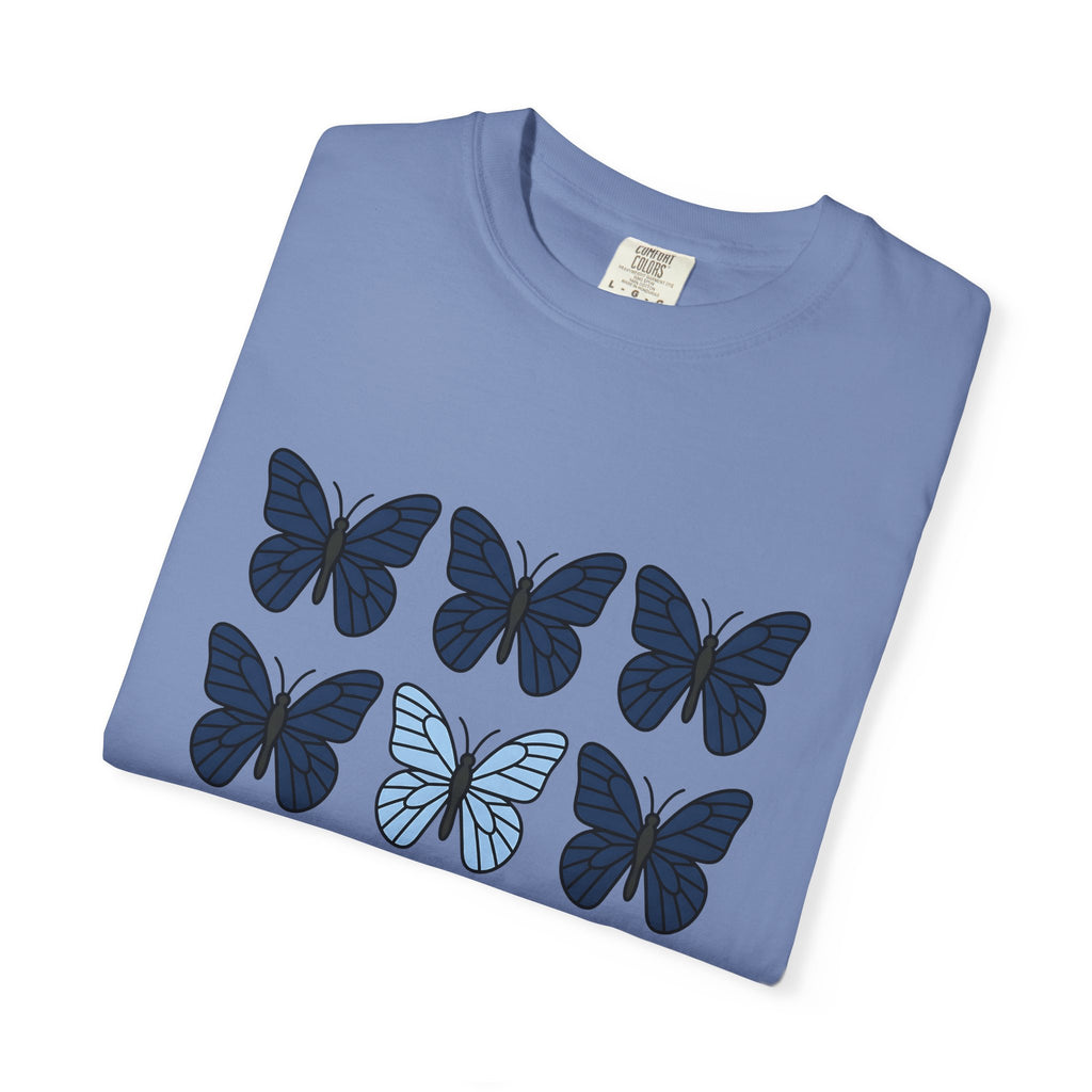Butterfly Motif T-Shirt Boho Chic Plants Gift Women Plain T-Shirt Butterfly T-Shirt Hippie Fan Simple T-Shirt Floral Graphic Fresh Proportion