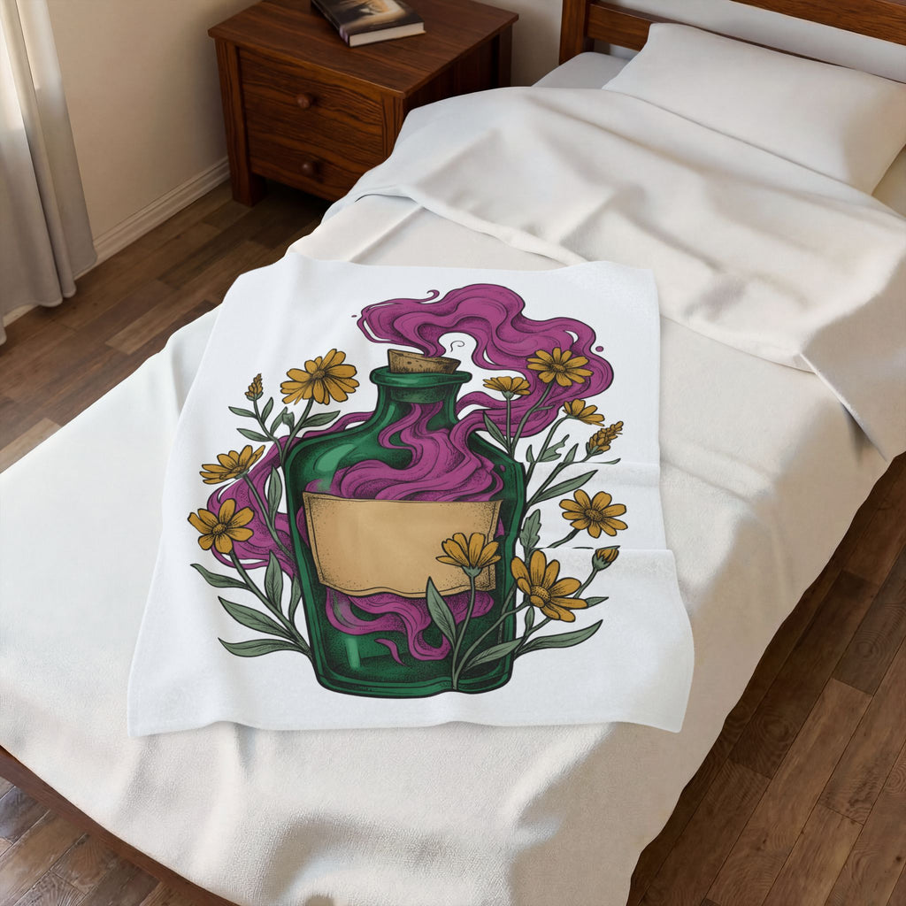 Elixir Flask Blanket Halloween Magic Gift Women Cartoon Blanket Potion Bottle Blanket Spooky Fan Toon Blanket Magical Graphic