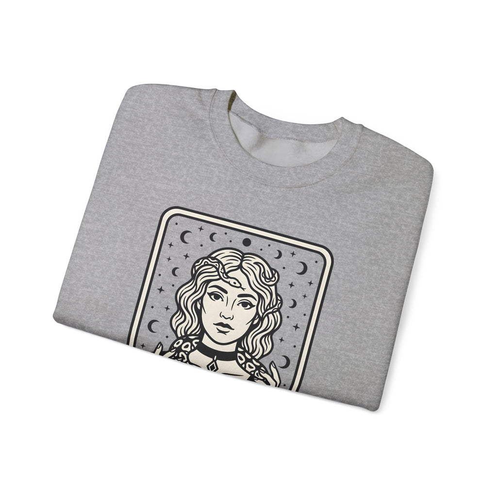 Mystical Female Serpent Sweatshirt Boho Chic Spells Gift Women Oracle Sweatshirt Snake Sweatshirt Bohemian Fan Divination Sweatshirt Magic Graphic Retro Lunar