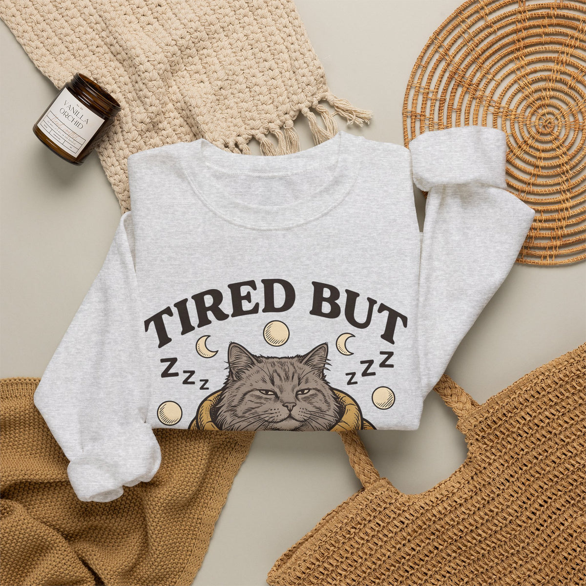 Cat Sweatshirt Sweatshirt Cat Cozy Gift Women Vintage Sweatshirt Throw Sweatshirt Sweatshirt Cat Fan Retro Sweatshirt Snug Graphic Hand Drawn Moon Sweatshirt