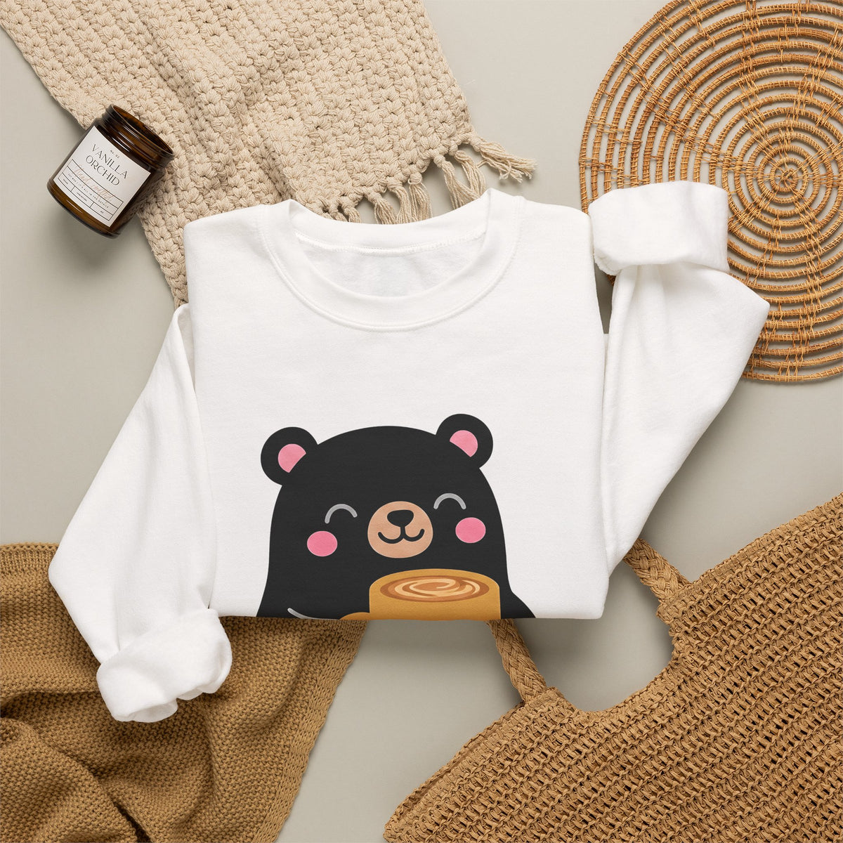 Bear Coffee Cup Coffee Animal Gift Cute Mug Coffee Fan Coffee Mug Kawaii Minimalist Sweatshirt