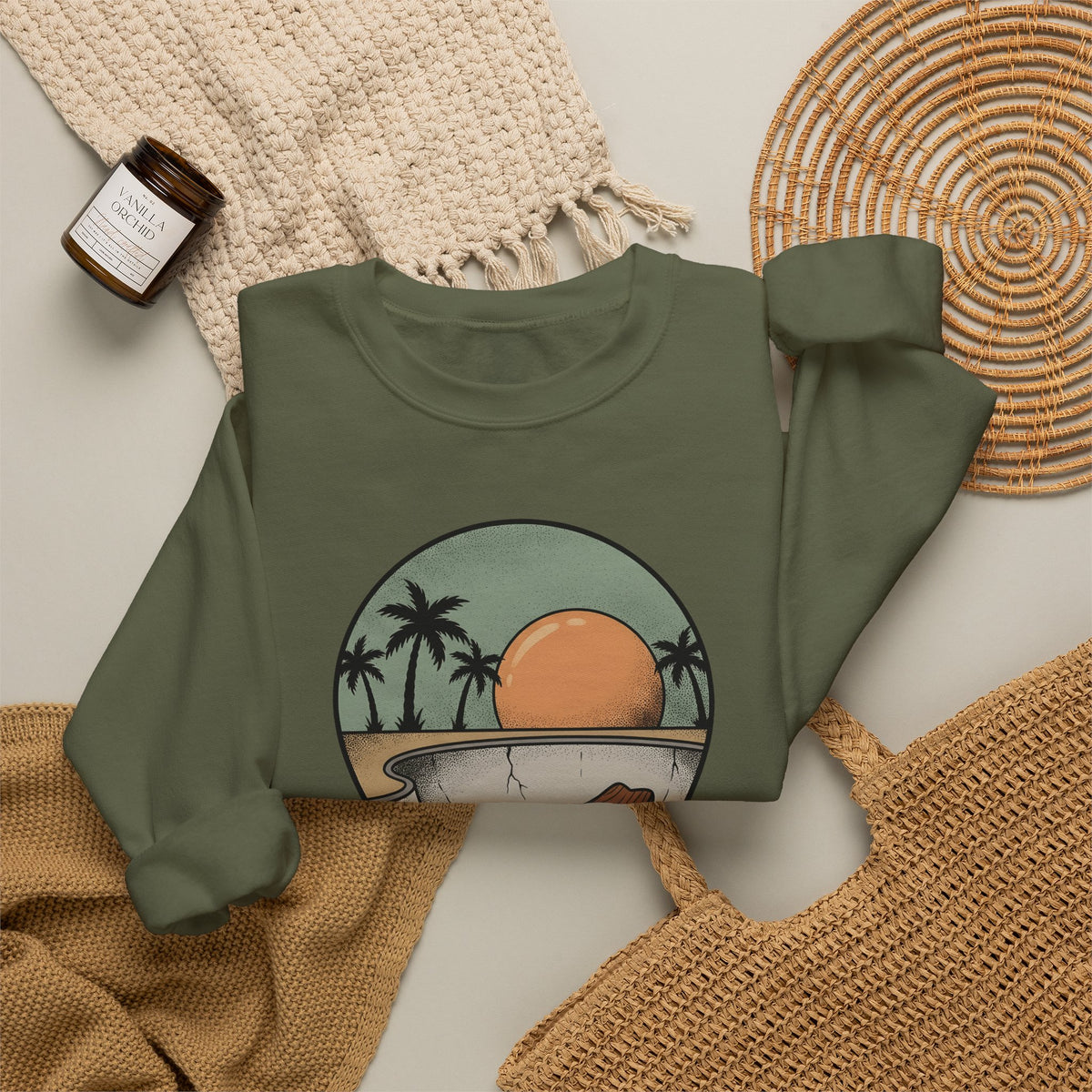 Longboard Design Sweatshirt Skateboarding Seaside Gift Women Classic Sweatshirt Longboarding Sweatshirt Skater Enthusiast Retro Sweatshirt Coastal Graphic Old
