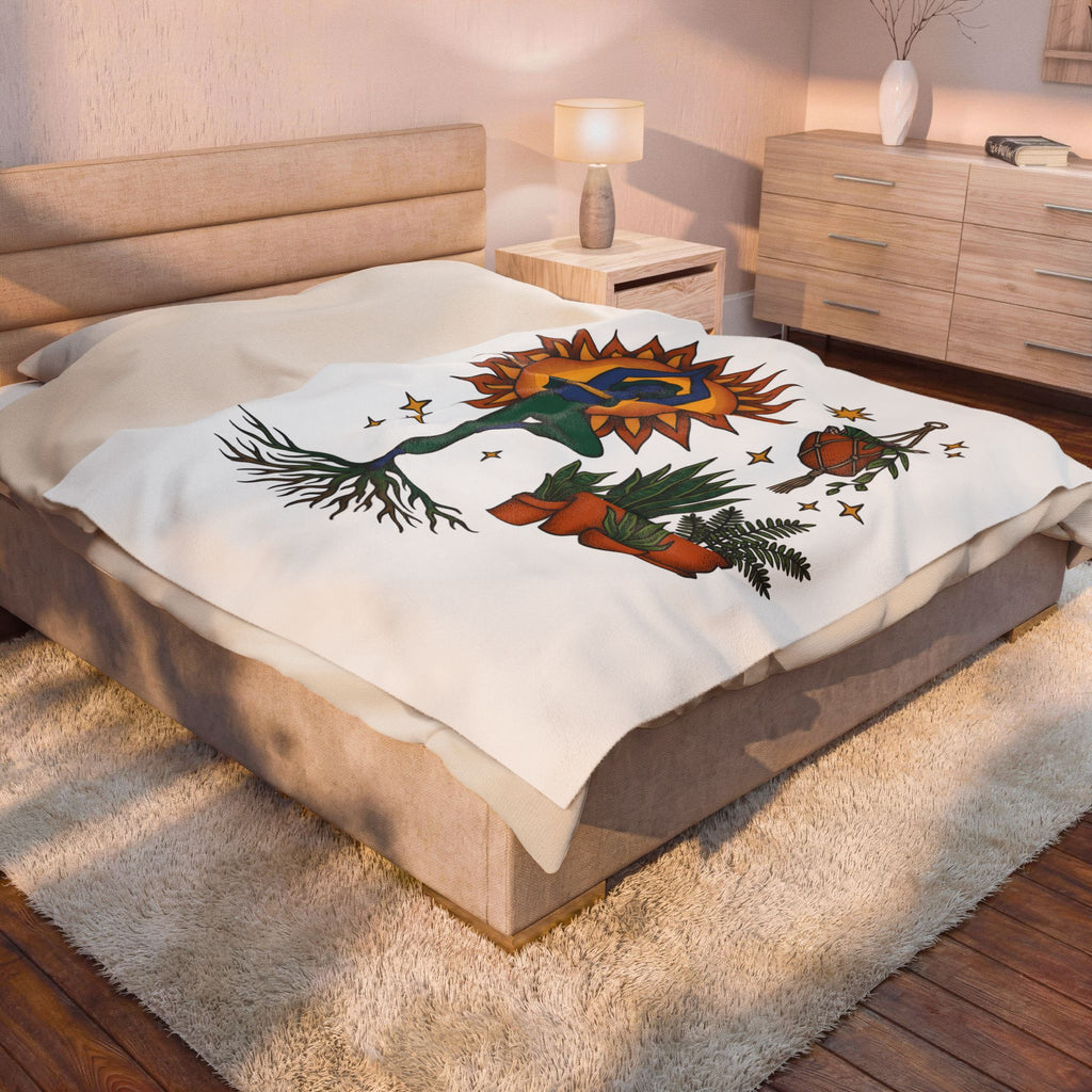Yoga Pose Female Blanket Boho Chic Selfcare Gift Women Ethnic Blanket Asana Blanket Bohemian Enthusiast Tribal Blanket Wellness Graphic Minimalist
