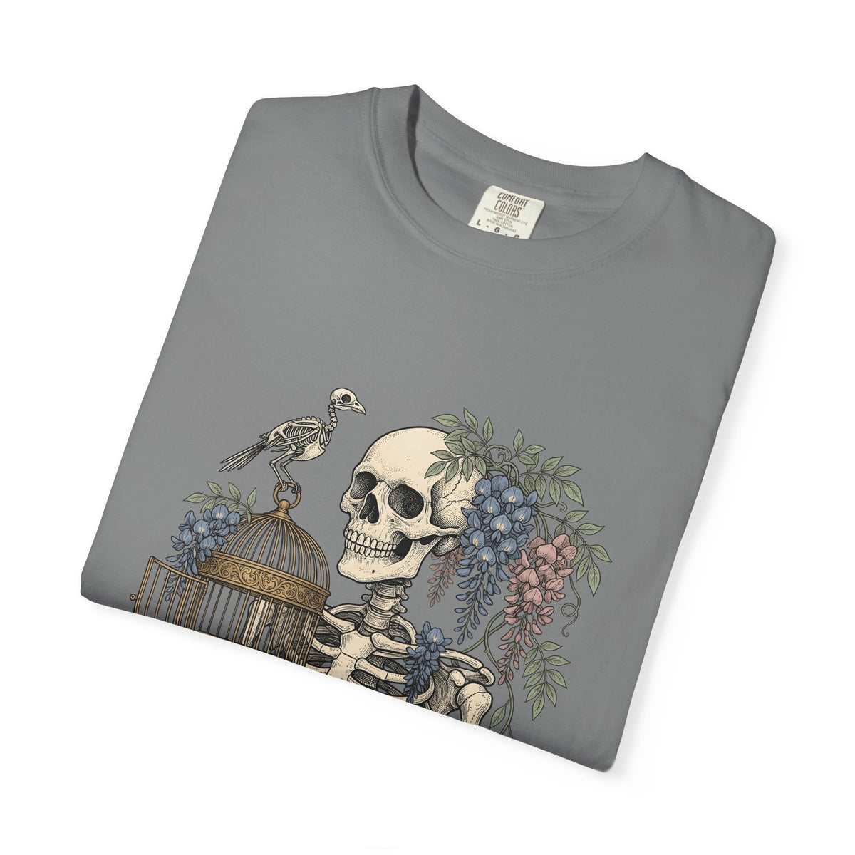Bone Bloom T-Shirt Halloween Dark Art Gift Women Rustic T-Shirt Skeleton T-Shirt Horror Fan Gothic T-Shirt Macabre Graphic Doodle Aviary T-Shirt
