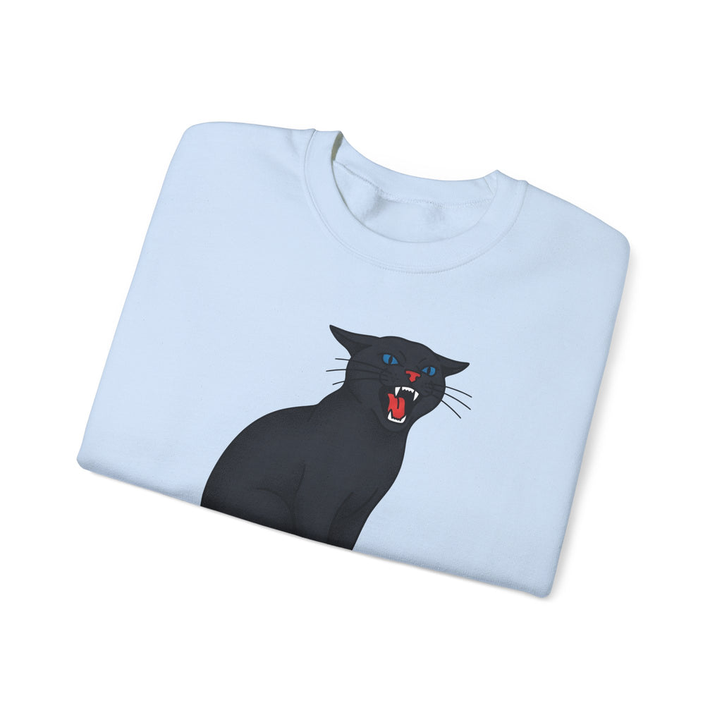 Black Cat Sweatshirt Cat Humor Gift Women Bold Graphic Sweatshirt Cat Sweatshirt Cat Fan Graphic Sweatshirt Funny Graphic Retro Fangs Sweatshirt