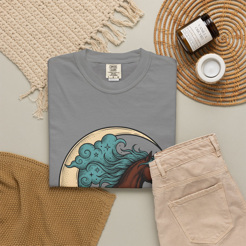 Horse Moon T-Shirt Cowgirl Western Gift Women Boho T-Shirt Equine T-Shirt Rodeo Fan Cowboy Graphic Western Design T-Shirt Boho T-Shirt Vintage Stars