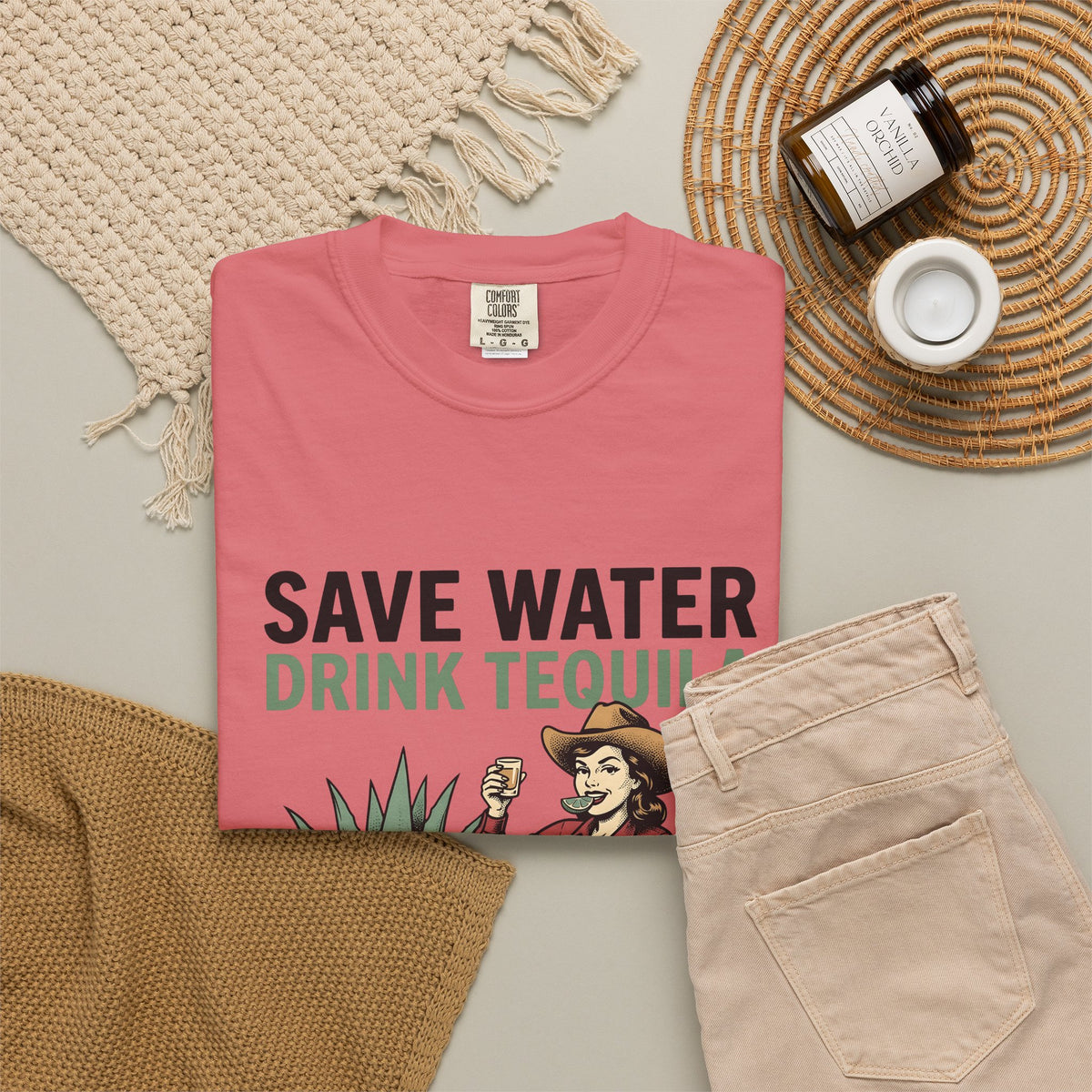 Cowgirl Graphic T-Shirt Cowgirl Tequila Gift Women Vintage T-Shirt Western T-Shirt Cowboy Fan Retro T-Shirt Spirits Graphic Tequila Illustration