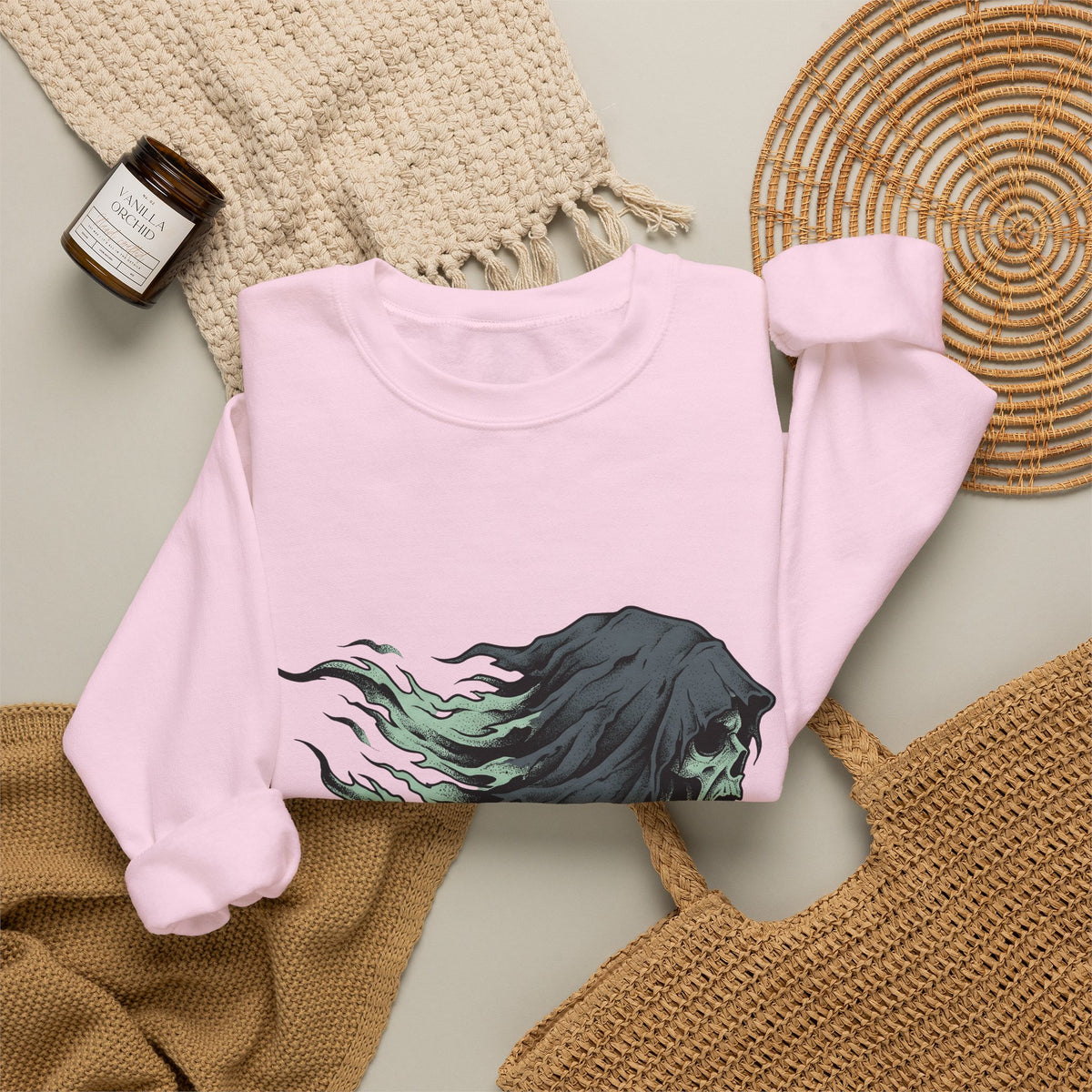Skeleton Skull Sweatshirt Halloween Scary Gift Women Gothic Sweatshirt Skull Sweatshirt Horror Fan Dark Sweatshirt Fright Graphic Hand Drawn Ripped Cloak
