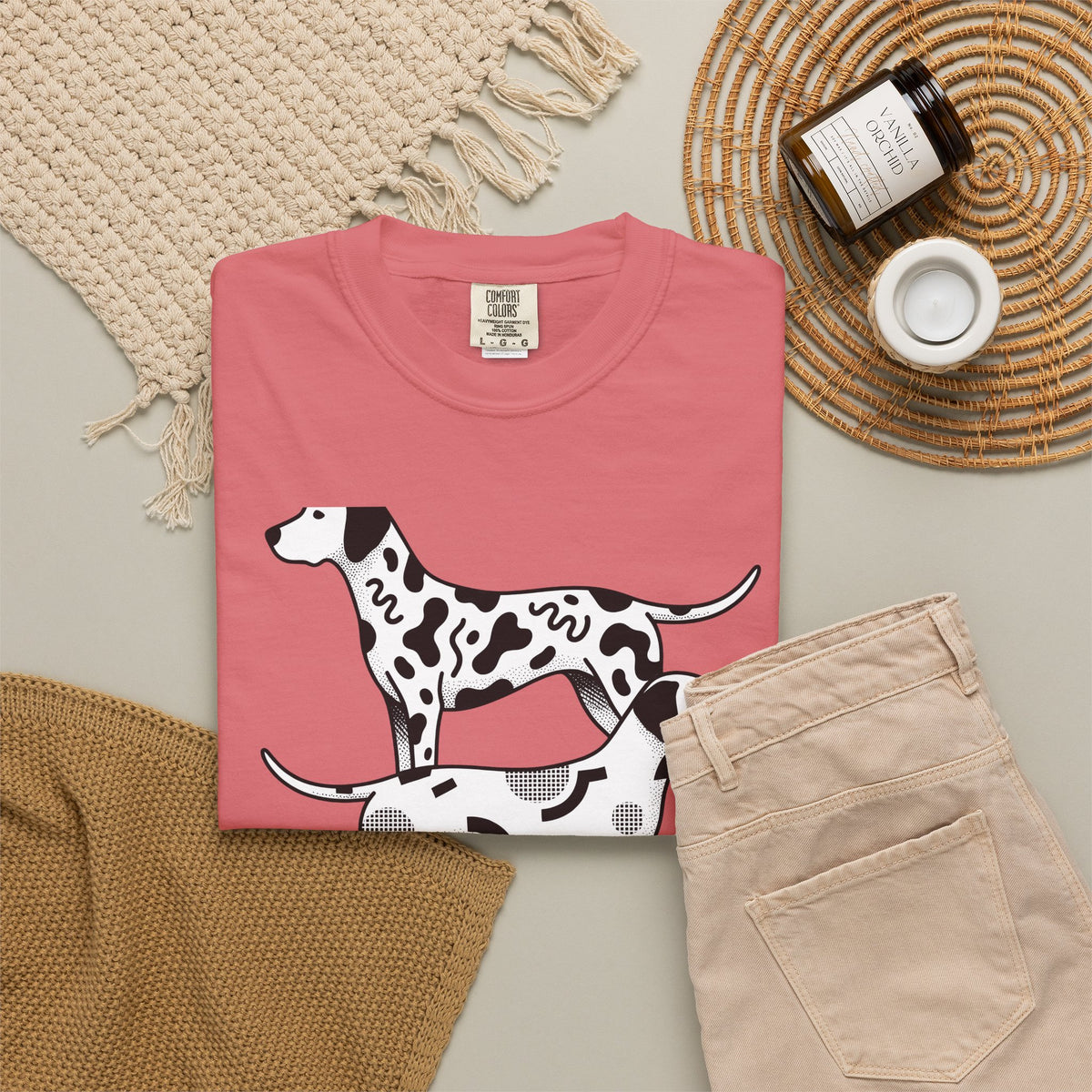 Dalmatian T-Shirt Dog Fauna Gift Women Flat T-Shirt Dalmatian T-Shirt Dog Fan Graphic Design Illustration Sketch Spot Design T-Shirt