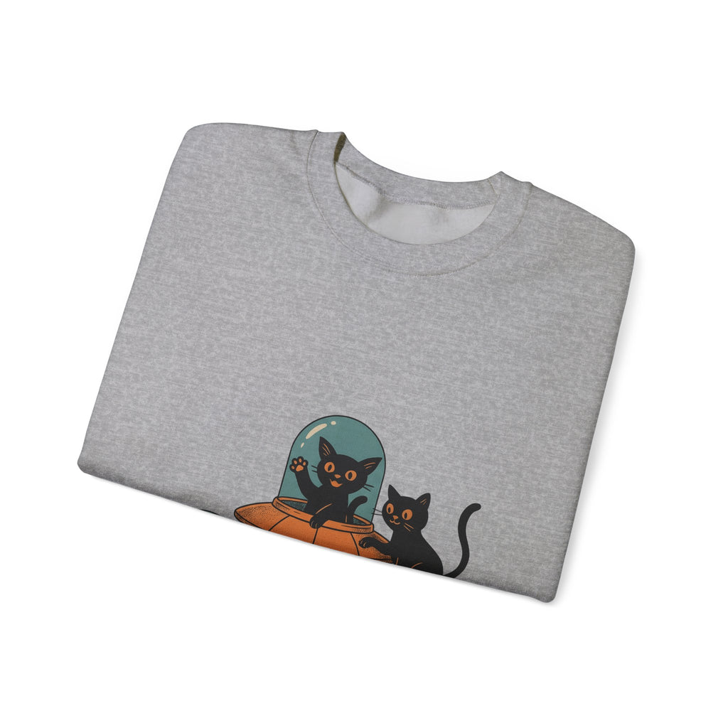 Space Cats Sweatshirt Cat Space Gift Women Vintage Sweatshirt Kitty Sweatshirt Feline Fan Retro Sweatshirt Astronaut Graphic Retro Ufo Sweatshirt