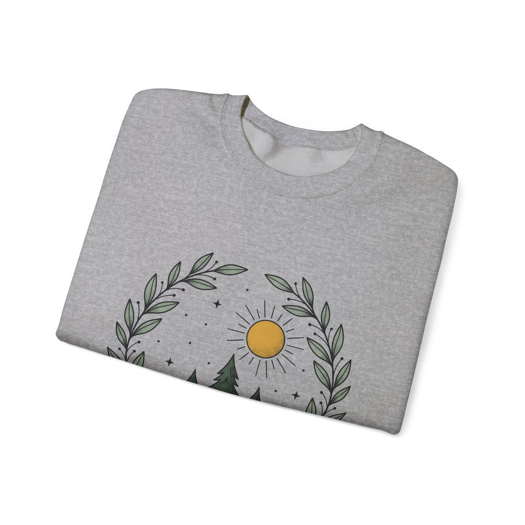 Fir Tree Sweatshirt Nature Wilderness Gift Women Leaf Sweatshirt Pine Sweatshirt Outdoors Enthusiast Foliage Sweatshirt Bush Graphic Outline Bright Sun Sweatshirt