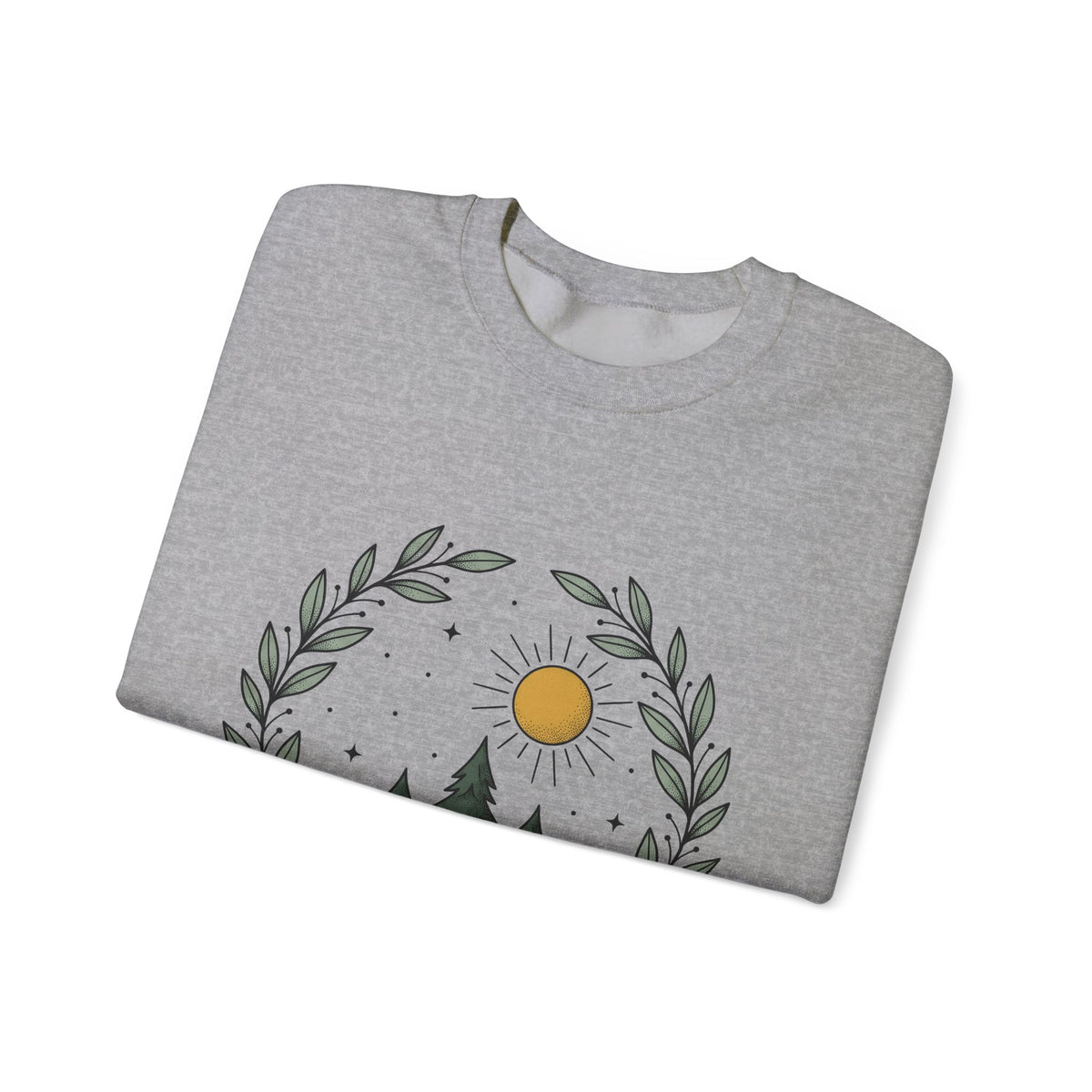 Fir Tree Sweatshirt Nature Wilderness Gift Women Leaf Sweatshirt Pine Sweatshirt Outdoors Enthusiast Foliage Sweatshirt Bush Graphic Outline Bright Sun Sweatshirt