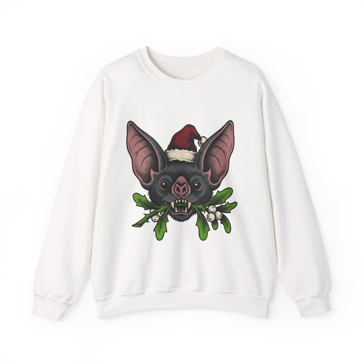 Bat Christmas Hat Sweatshirt Christmas Alternative Gift Women Traditional Sweatshirt Santa Hat Sweatshirt Xmas Fan Vintage Sweatshirt Gothic Graphic Retro
