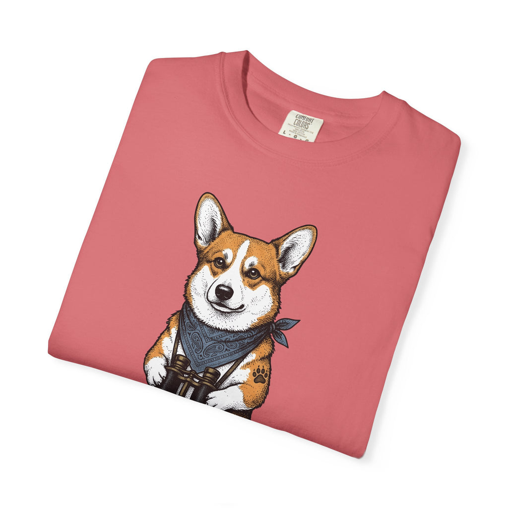 Corgi Puppy T-Shirt Dog Pets Gift Women Sketch T-Shirt Puppy T-Shirt Dog Fan Pup Drawing Pet Graphic Retro Spyglass T-Shirt