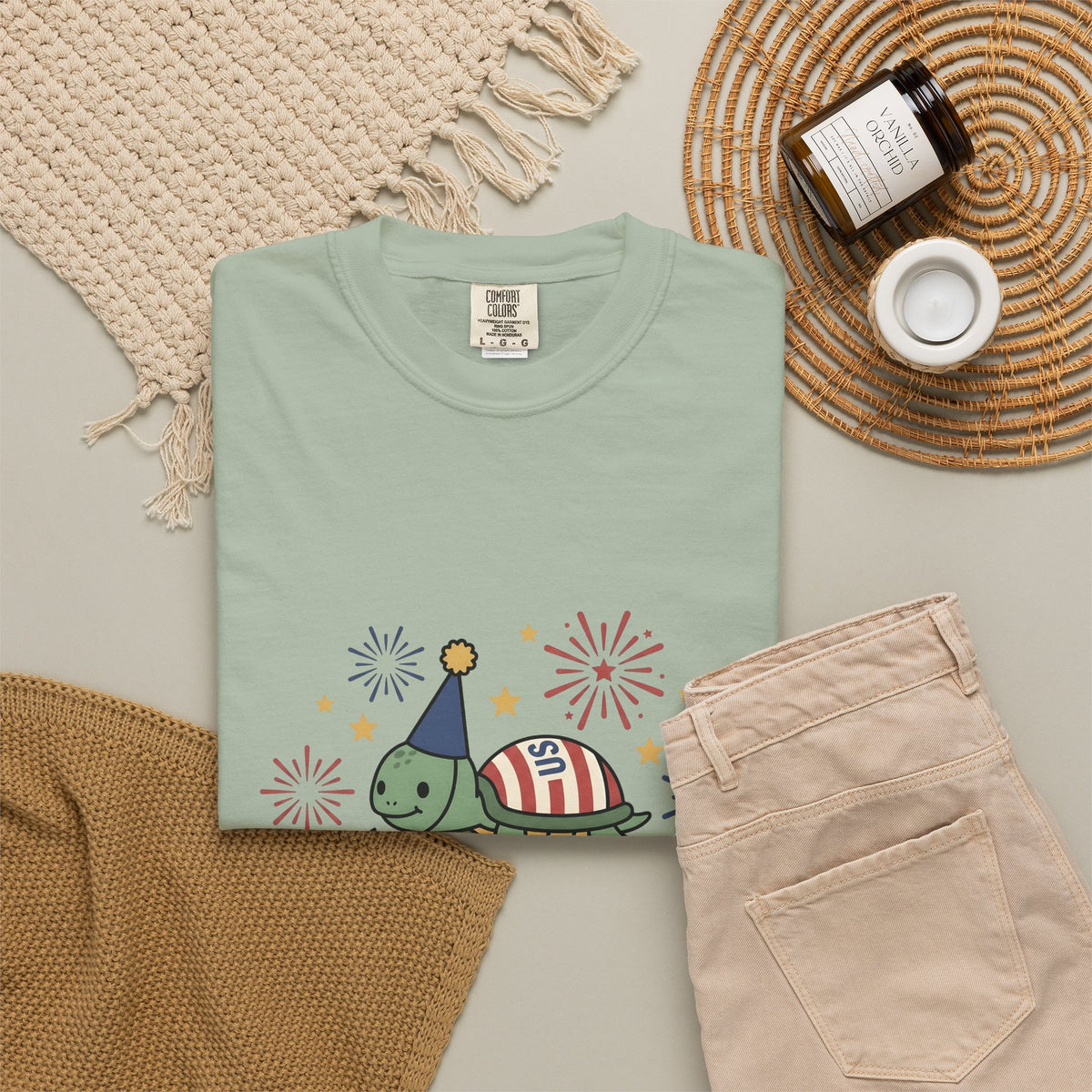 Turtle Celebration Hat T-Shirt 4th Of July Usa Gift Women Sweet T-Shirt Turtle Hat T-Shirt Independence Day Fan Patriotic T-Shirt American Graphic