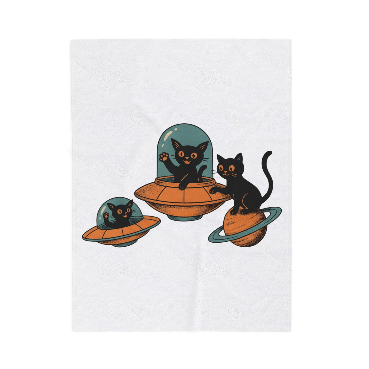 Space Cats Blanket Cat Space Gift Women Vintage Blanket Kitty Blanket Feline Fan Retro Blanket Astronaut Graphic Retro Ufo Blanket