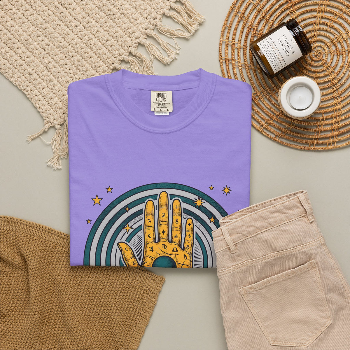 Fortune Hand T-Shirt Astrology Esoteric Gift Women Ethnic T-Shirt Palmistry T-Shirt Zodiac Fan Tribal T-Shirt Mystical Graphic Classic Astrological