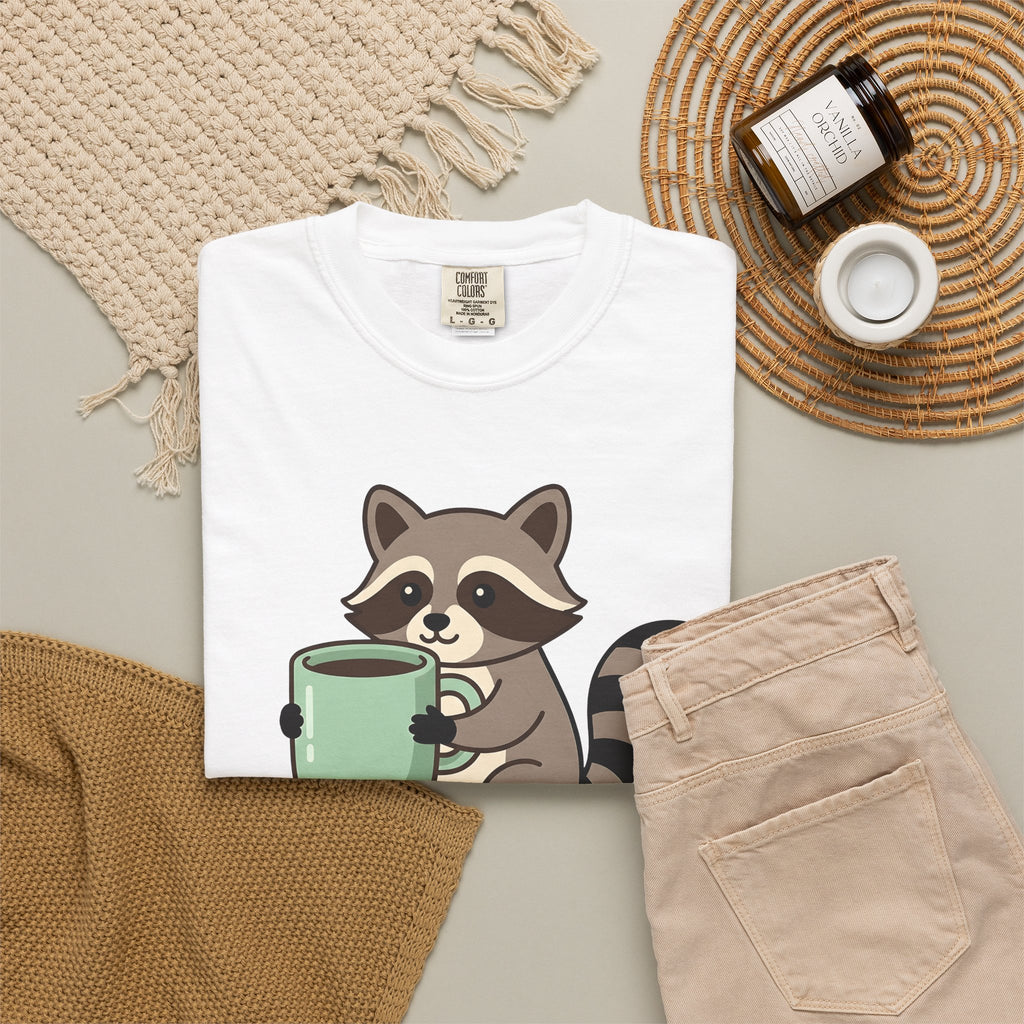 Raccoon Coffee T-Shirt Nurses Coffee Gift Women Cute T-Shirt Coffee T-Shirt Nurse Enthusiast Adorable T-Shirt Caffeinated Graphic Coffee