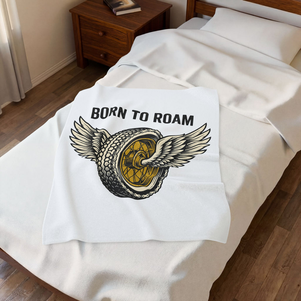 Flying Bike Tire Blanket Motorcycle Travel Gift Women Classic Blanket Wheel Blanket Biker Enthusiast Vintage Blanket Adventure Graphic Old School
