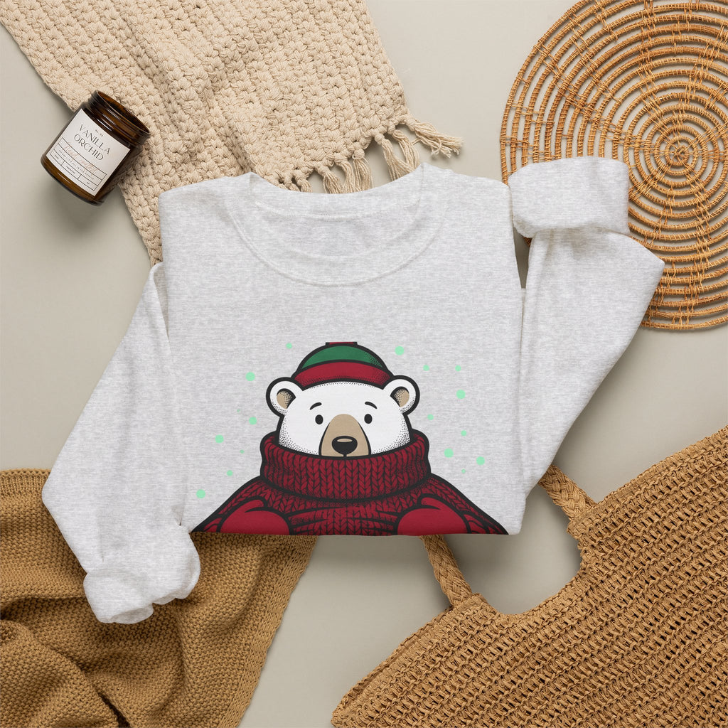 Polar Bear Sweater Sweatshirt Christmas Animal Gift Women Cartoon Sweatshirt Ursa Sweatshirt Xmas Fan Toon Sweatshirt Wildlife Graphic Vintage Winter Hat