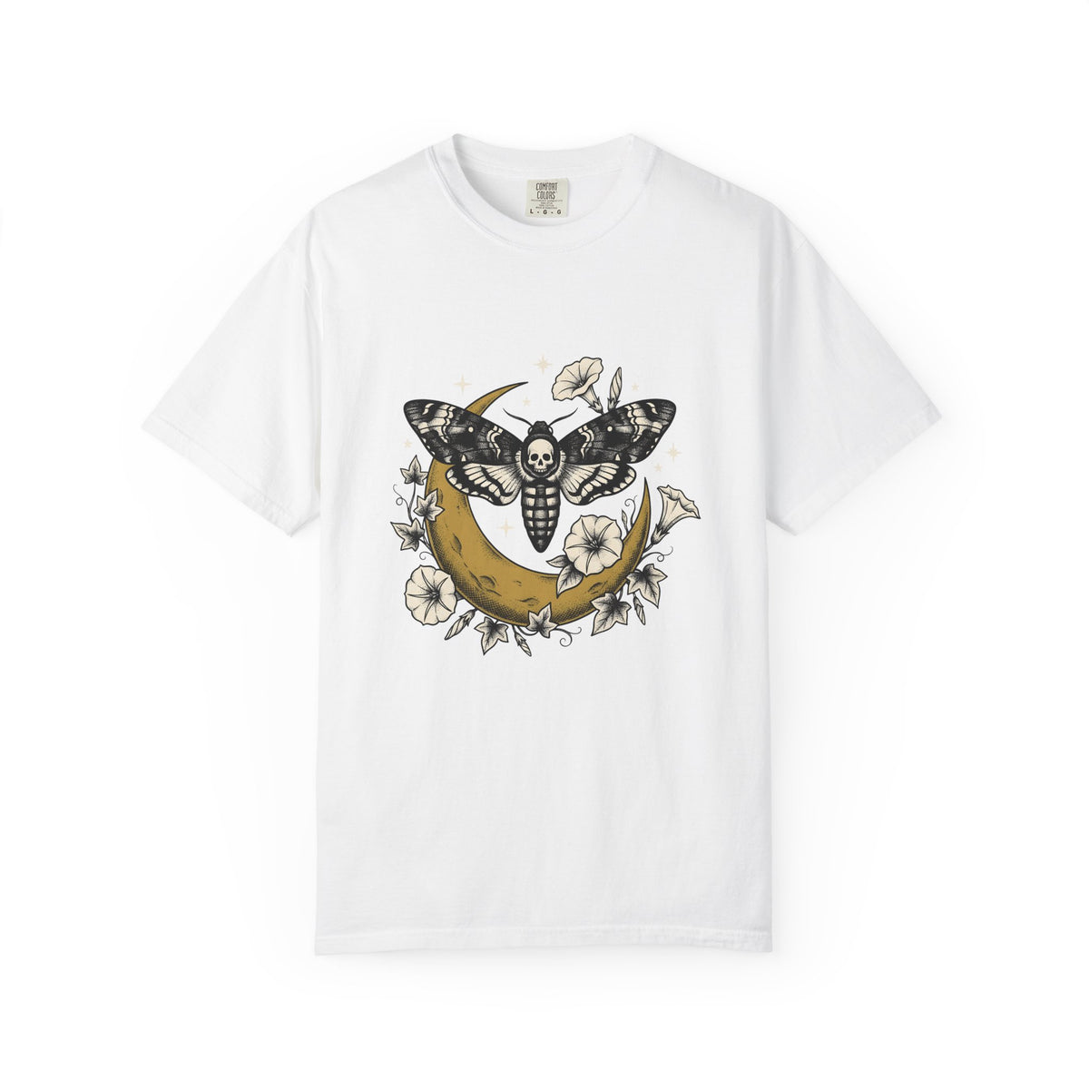 Skull Moth T-Shirt Halloween Dark Gift Women Tribal T-Shirt Deathshead Moth T-Shirt Horror Fan Primitive T-Shirt Gothic Graphic Retro Half Moon