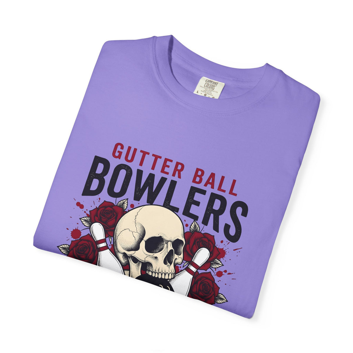 Skull Bowling Pins T-Shirt Bowling Humor Gift Women Tattoo T-Shirt Bowling Pin T-Shirt Bowling Fan Traditional T-Shirt Funny Graphic Vintage Roses