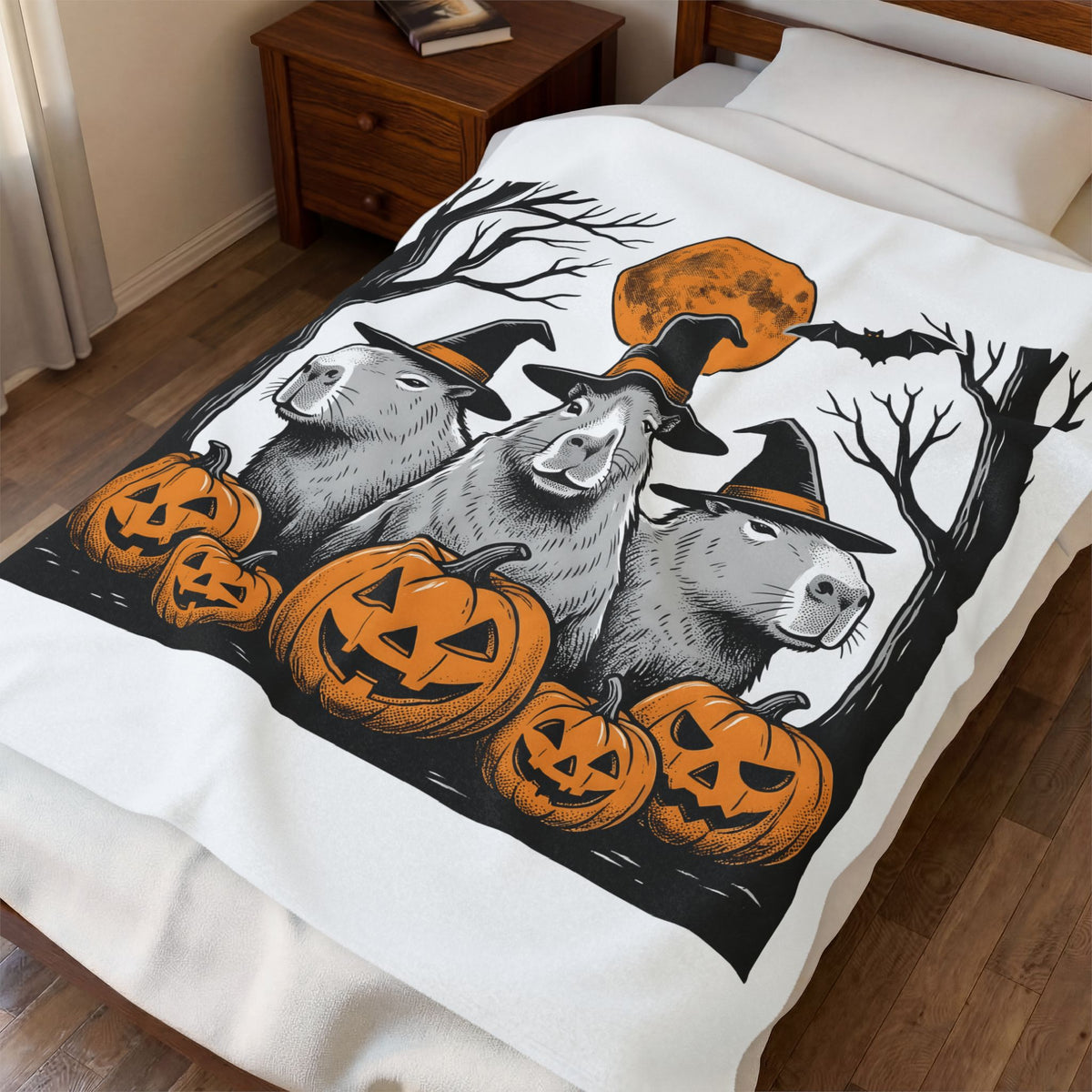 Capybara Wizard Blanket Halloween Wildlife Gift Women Horror Blanket Rodent Blanket Halloween Fan Spooky Blanket Animal Graphic Retro Carved