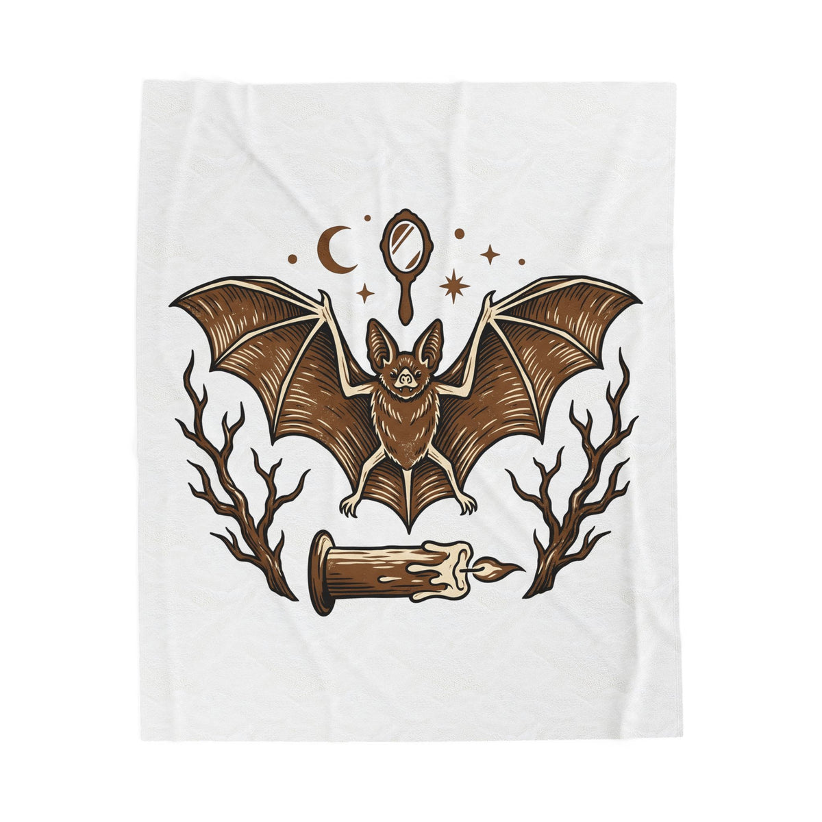 Bat Drawing Blanket Boho Chic Magic Gift Women Creepy Blanket Bat Blanket Bohemian Fan Spooky Blanket Mystical Graphic Sketch Taper Candle Blanket