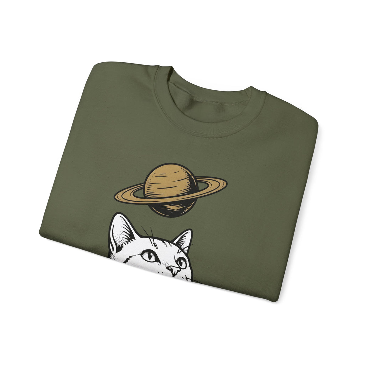 Cat Graphic Sweatshirt Cat Space Gift Women Line Art Sweatshirt Kitten Sweatshirt Feline Fan Simple Sweatshirt Galaxy Graphic Minimalist Planet Sweatshirt