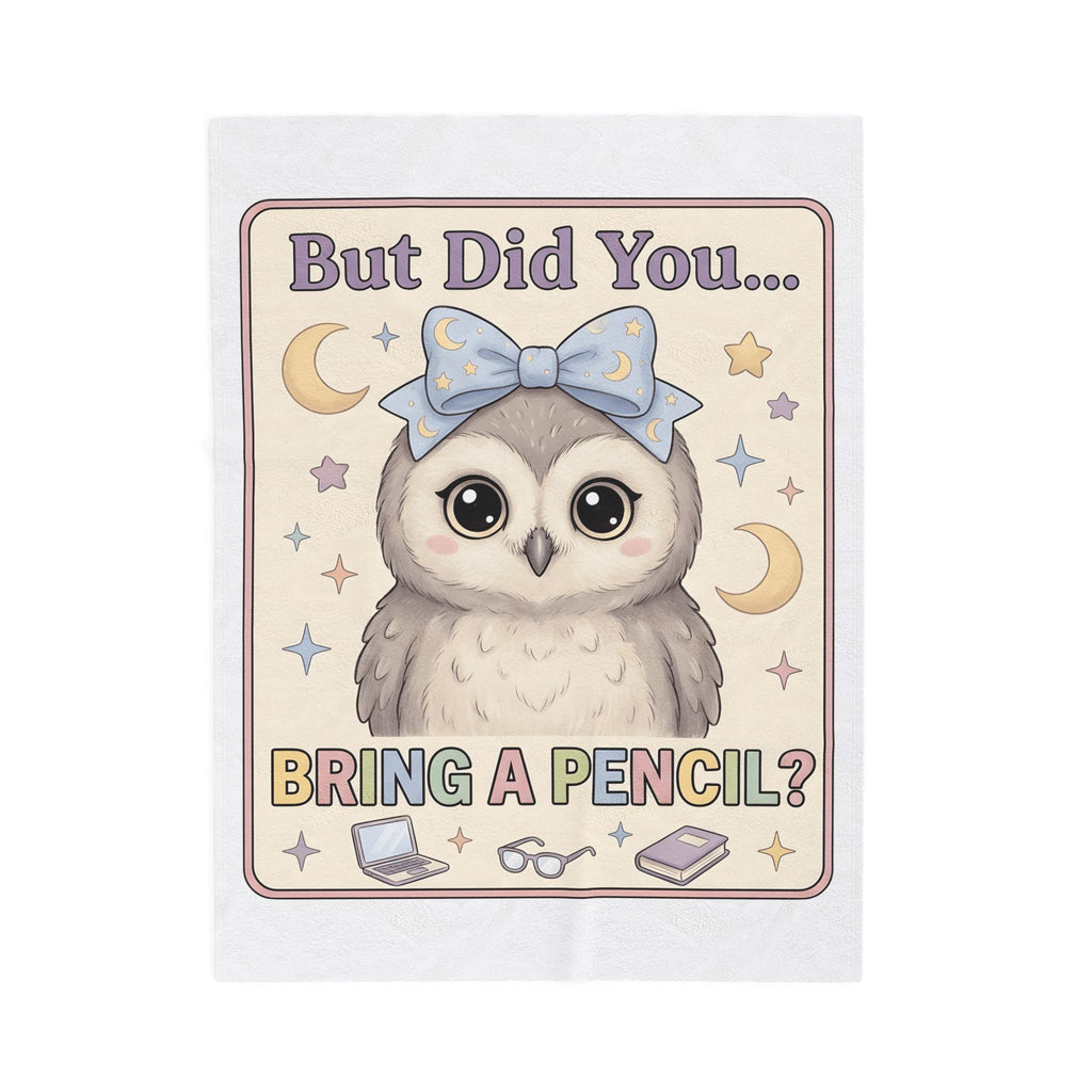 Owl Bow Blanket Teachers School Gift Women Kawaii Blanket Owl Blanket Educator Enthusiast Cute Blanket Classroom Graphic Pastel Laptop Blanket